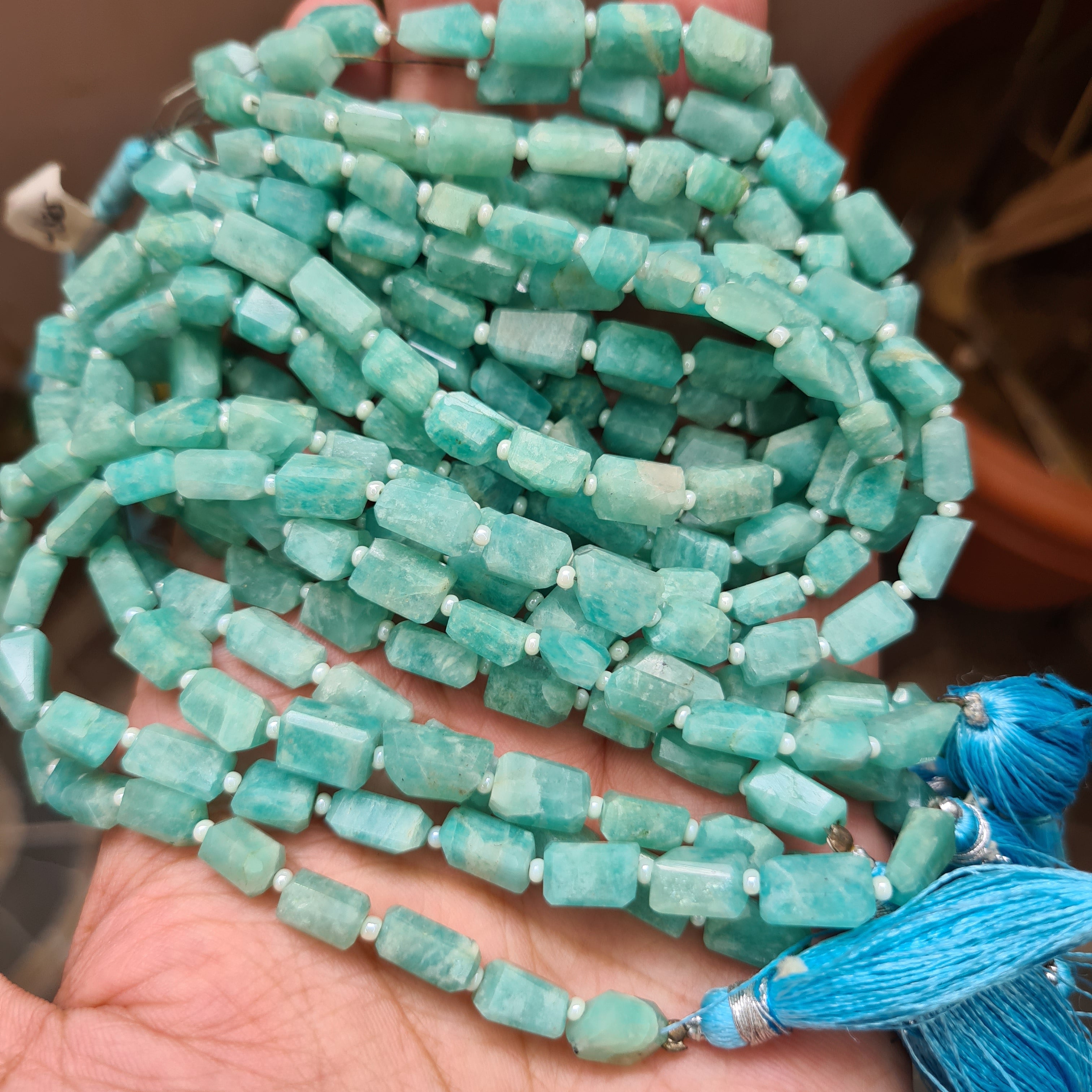 Natural Blue Amazonite Nugget Shape Gemstone Beads 13 Inch Strand - The LabradoriteKing