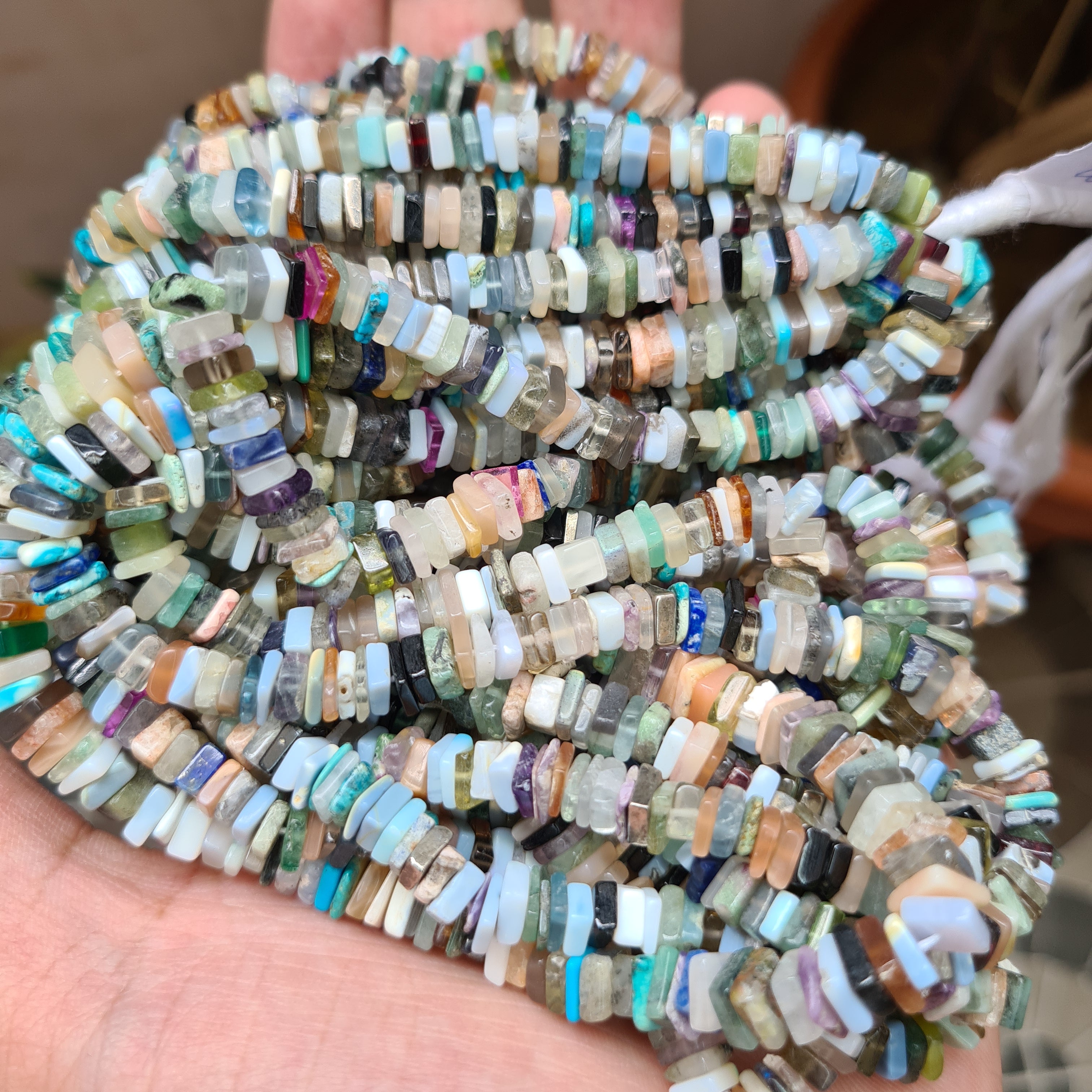 Natural Multi Square Beads Gemstone Size -4-6mm 17 Inch Beads Gemstone - The LabradoriteKing