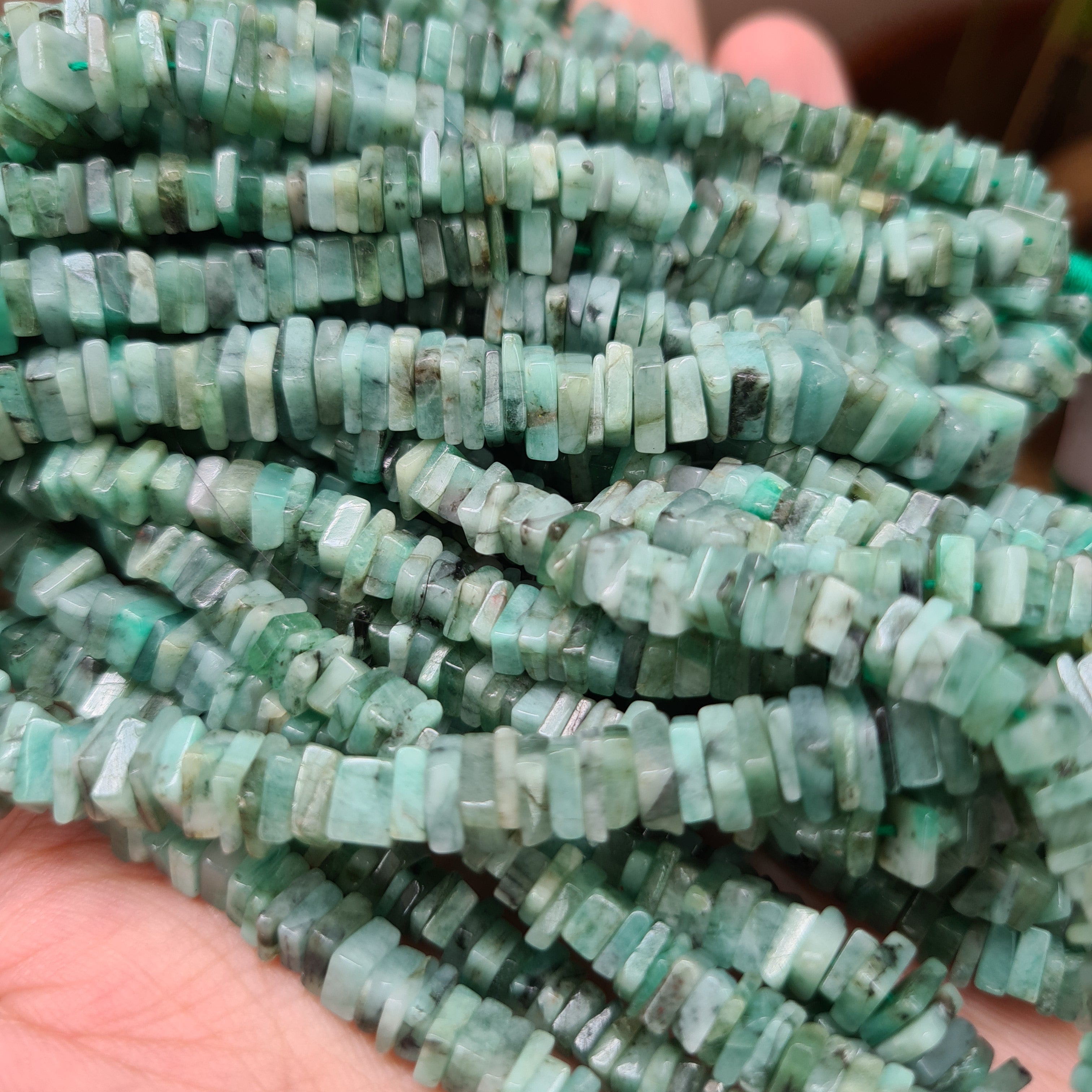 Natural Emerald Gemstone Heishe Beads Square Shape Beads 17 Inch Precious Gemstone Size -5-6mm Best For Jewelry Making - The LabradoriteKing