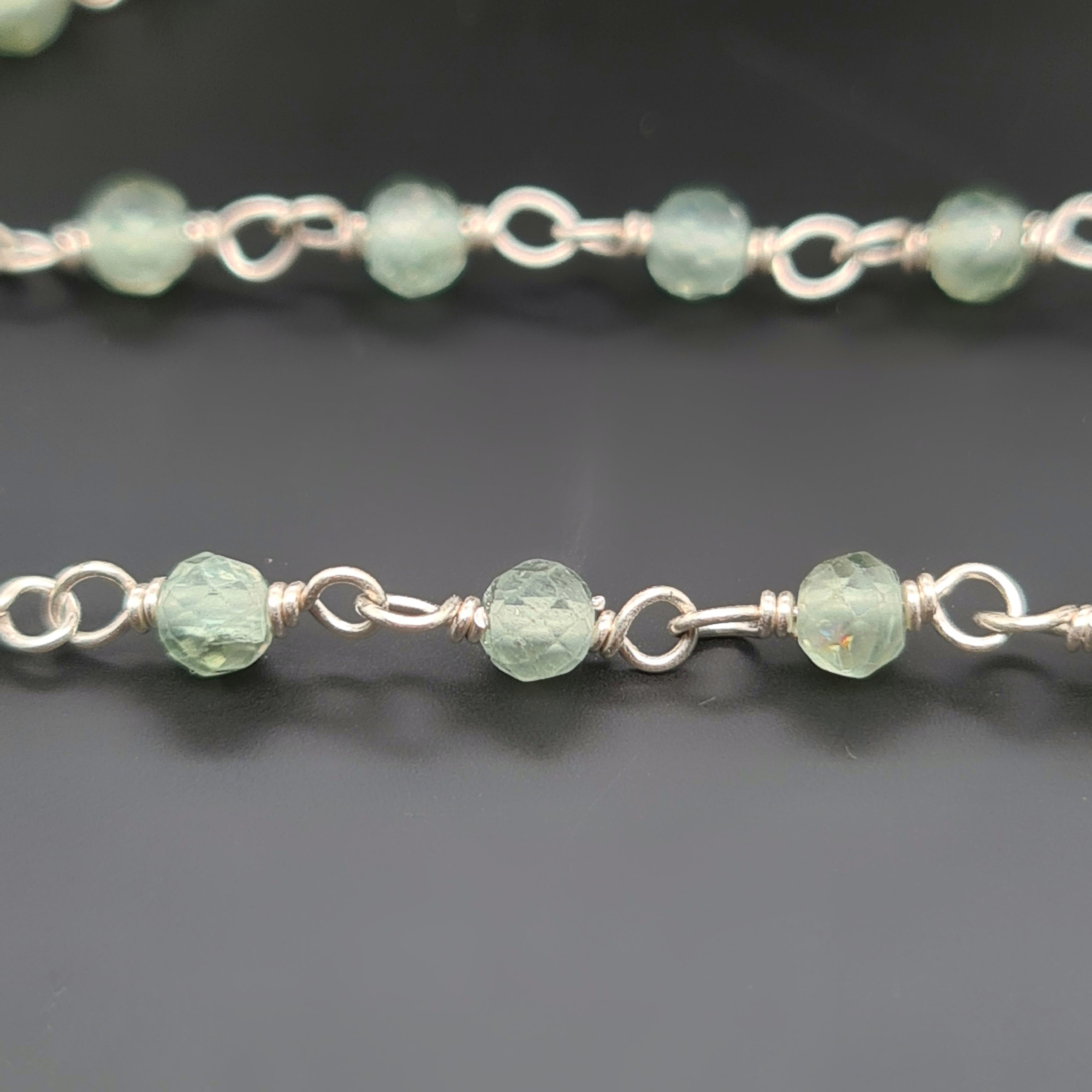 Green Apatite Chain on 925 Sterling Silver | 3mm | by Length - The LabradoriteKing