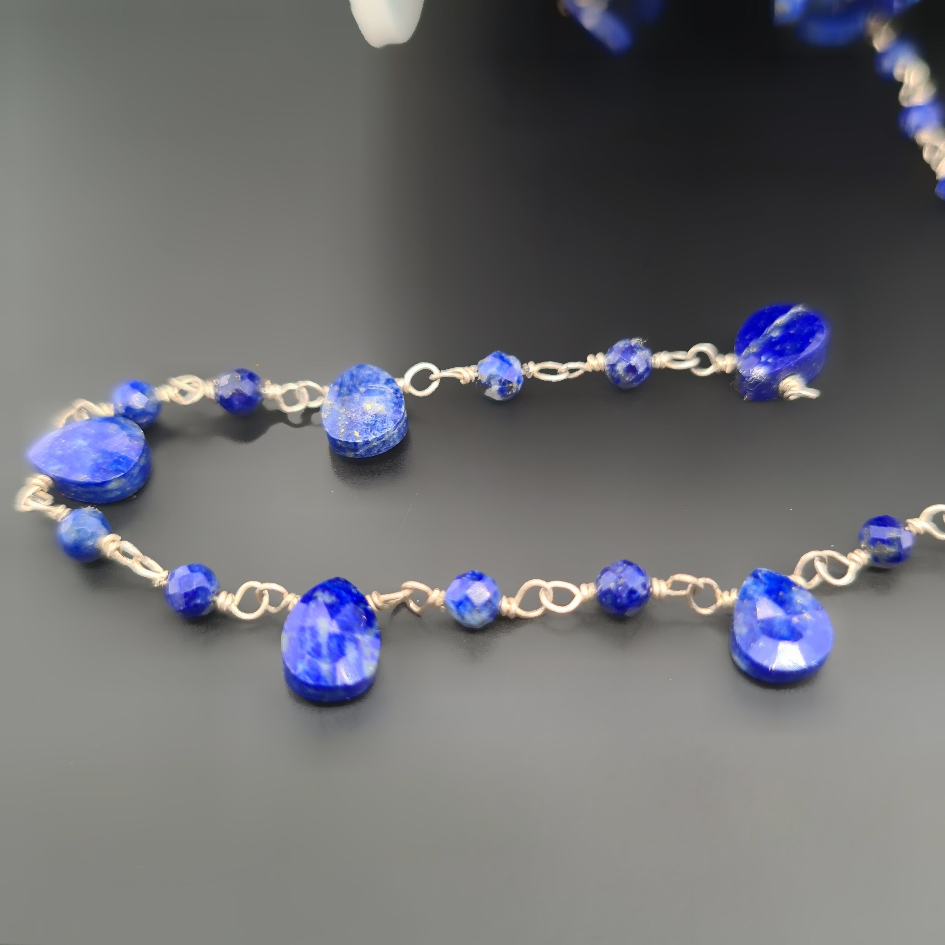 Lapis Chain on 925 Sterling Silver | 3-7mm | by Length - The LabradoriteKing
