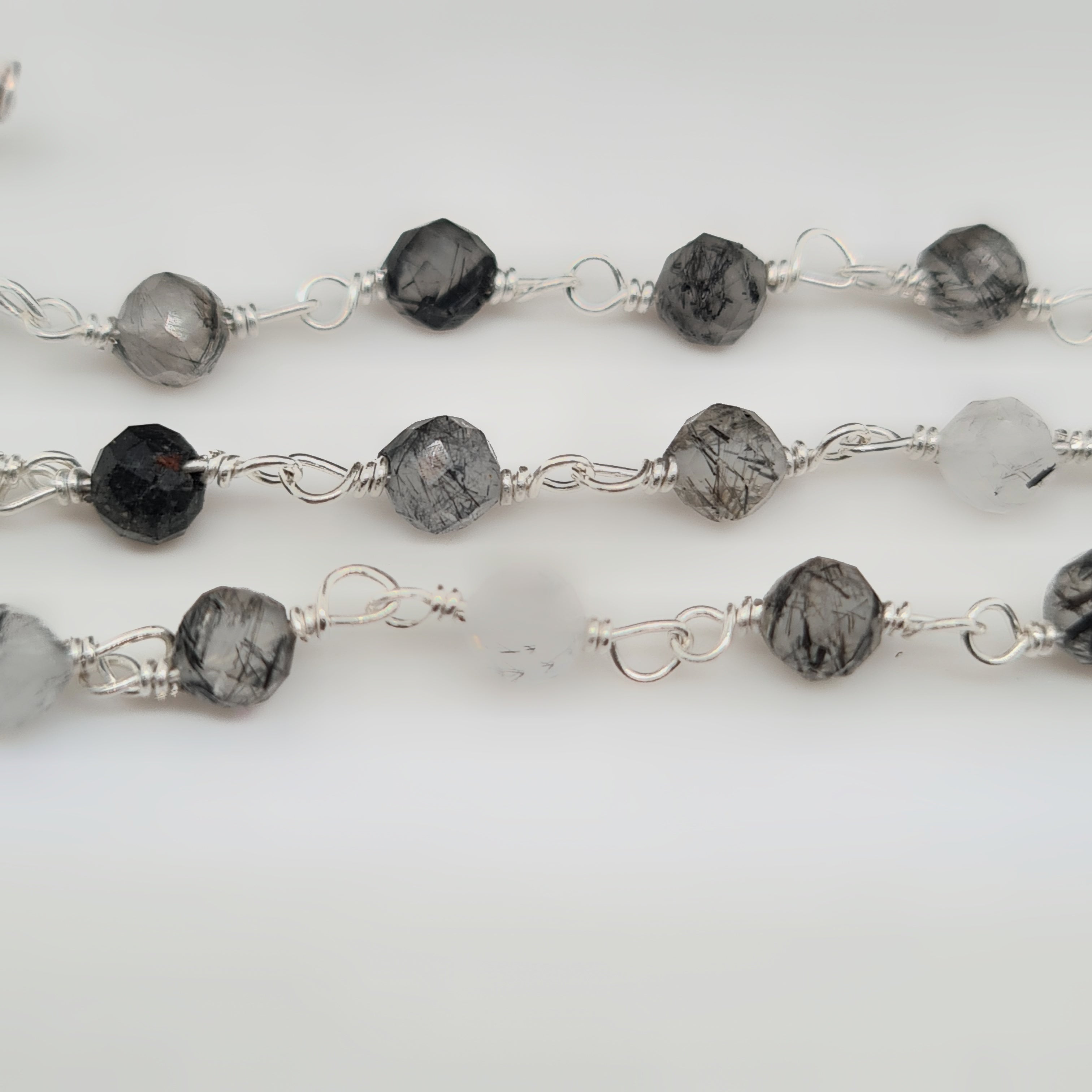 Black Rutile Chain on 925 Sterling Silver | 3mm | by Length - The LabradoriteKing