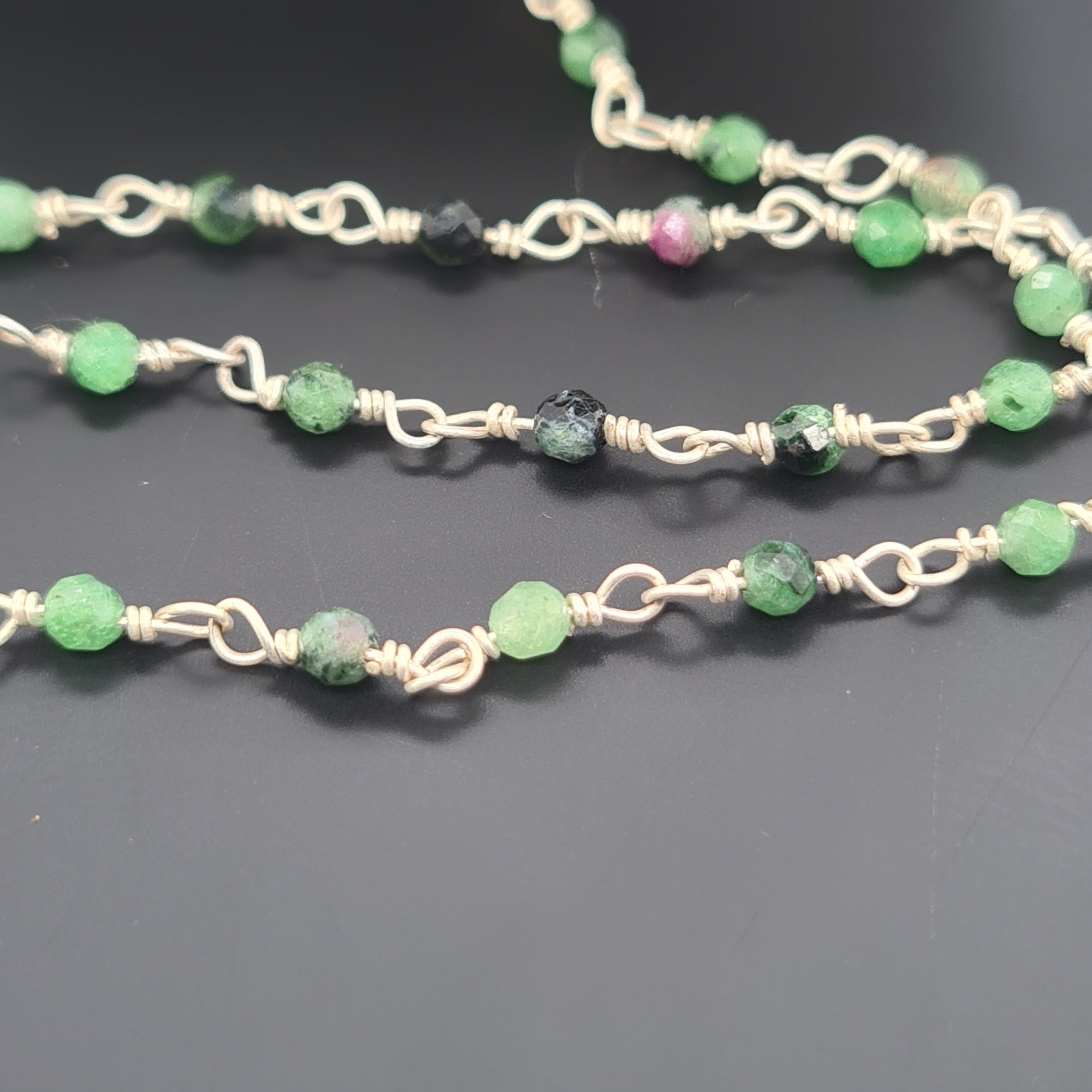 Ruby Zoisite Chain on 925 Sterling Silver | 3mm | by Length - The LabradoriteKing