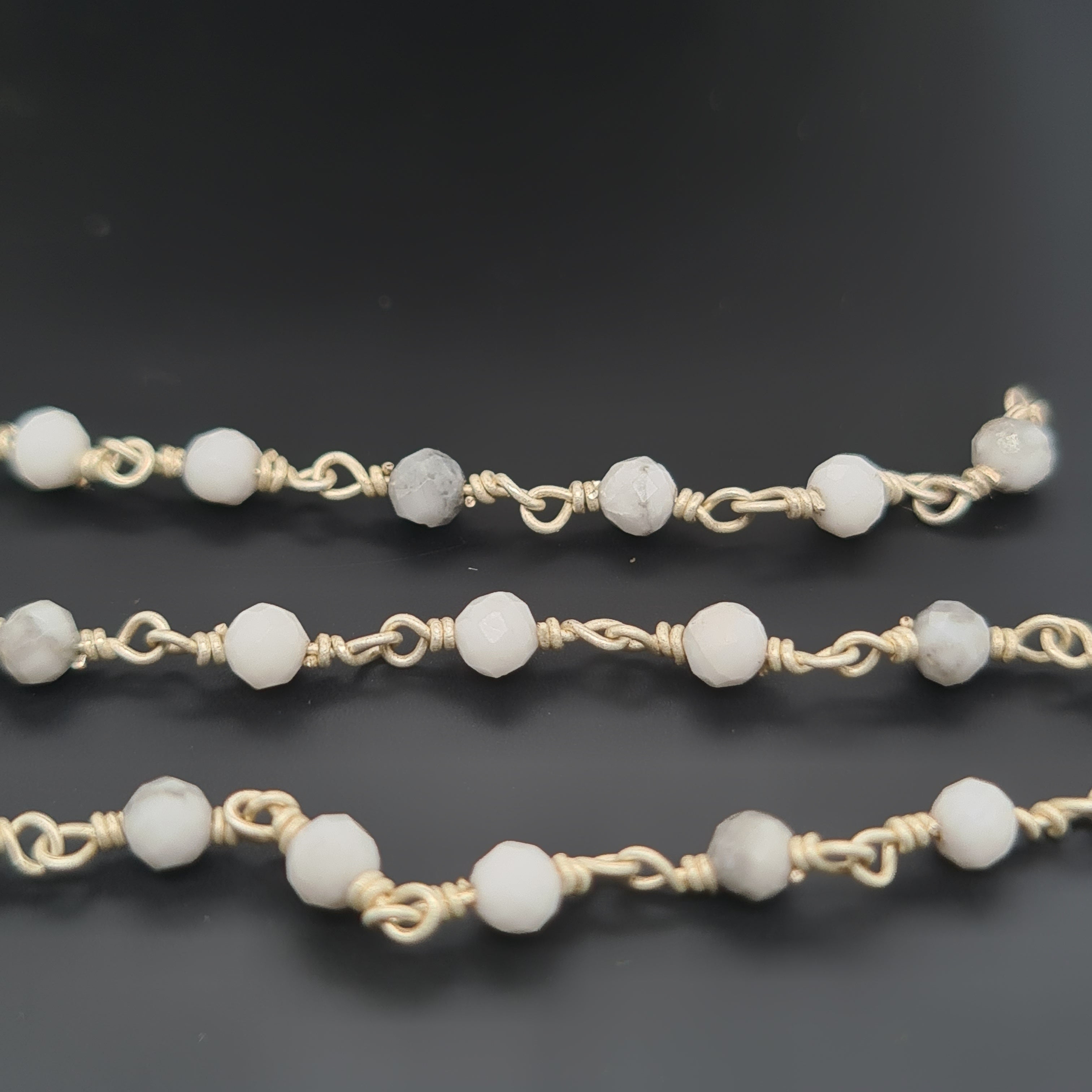 Natural Howlite Chain on 925 Sterling Silver | 3mm | by Length - The LabradoriteKing