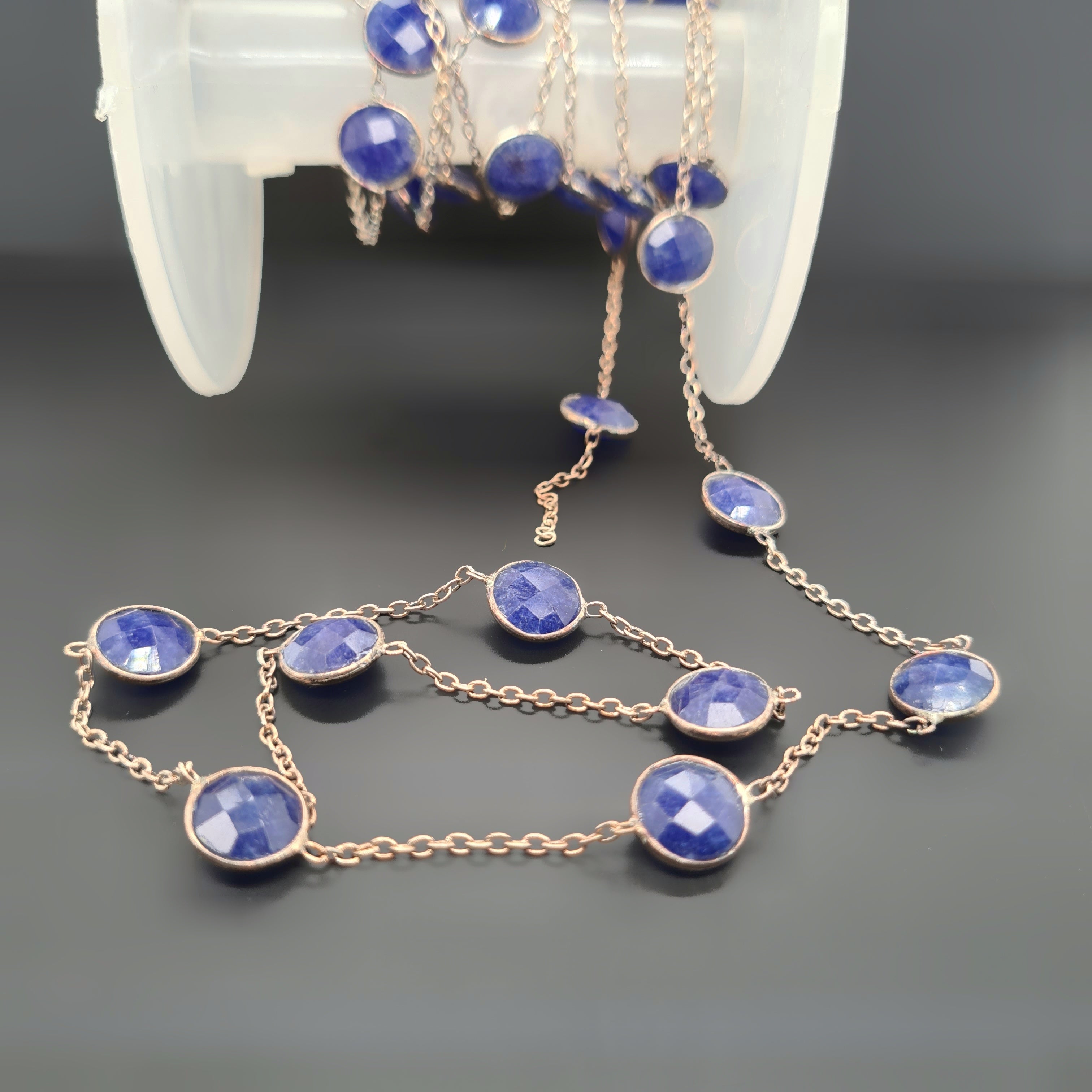 Natural Lapis Lazuli Chain on 925 Sterling Silver | 9mm | by Length - The LabradoriteKing