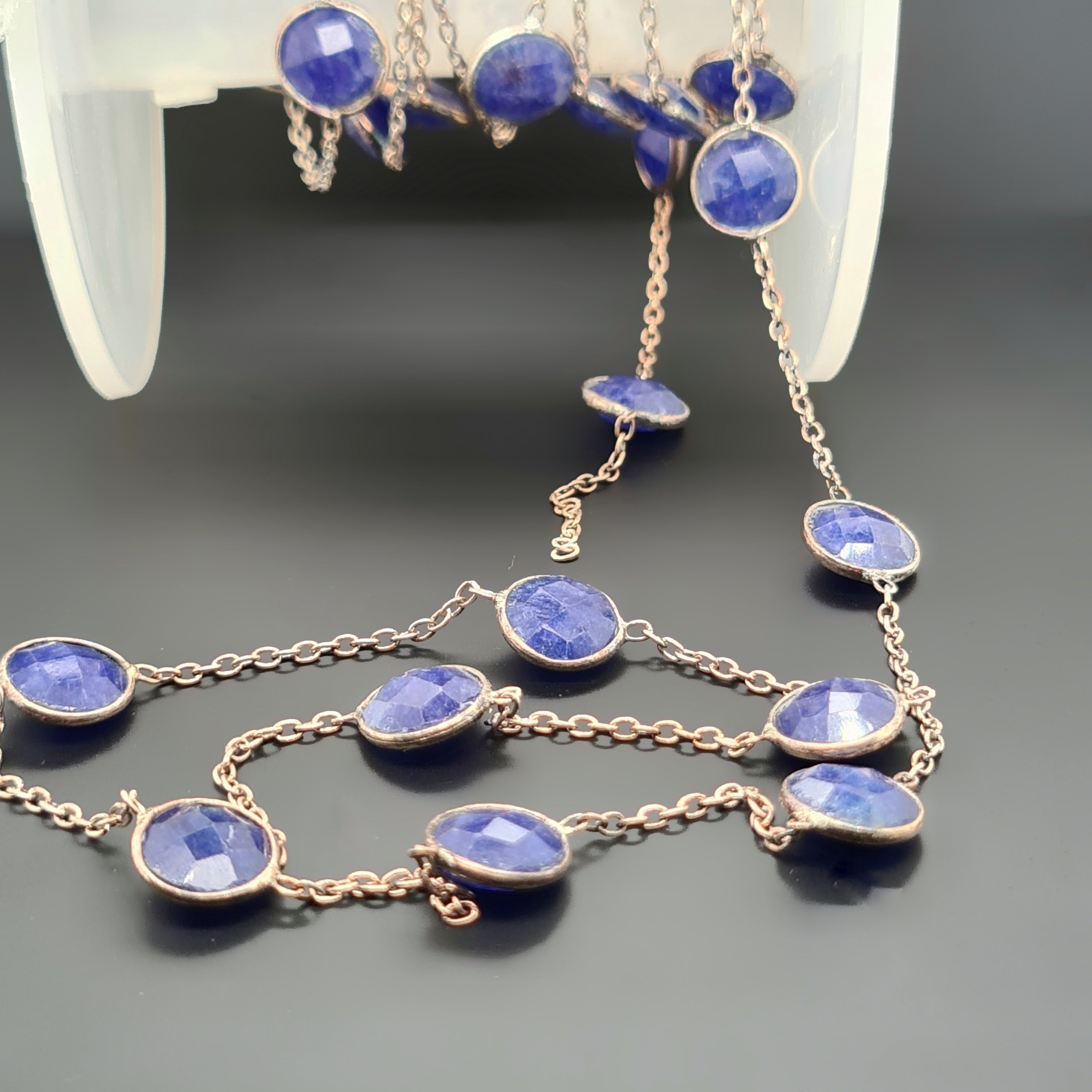 Natural Lapis Lazuli Chain on 925 Sterling Silver | 9mm | by Length - The LabradoriteKing