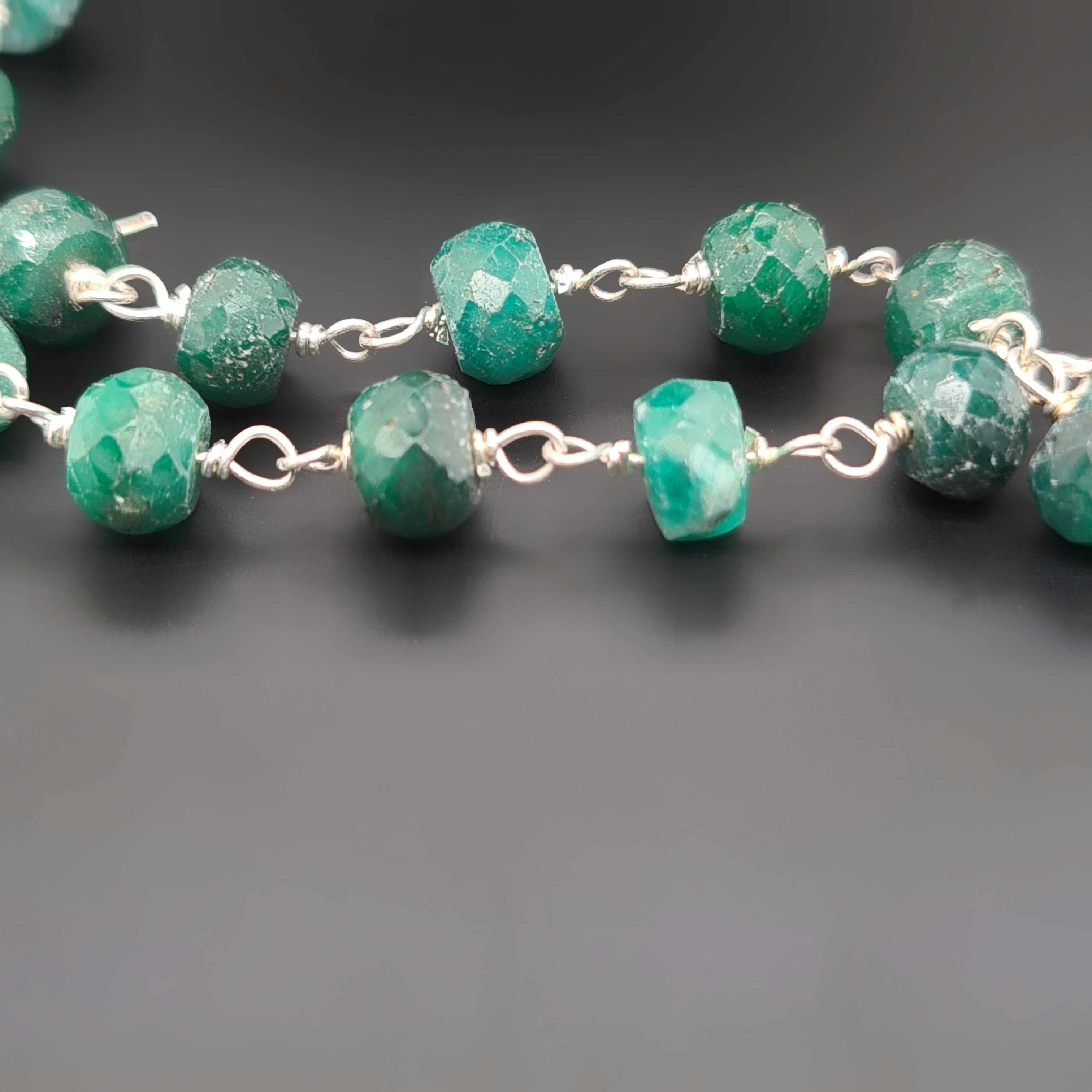 Emerald Corundum Chain on 925 Sterling Silver | 3mm | by Length - The LabradoriteKing