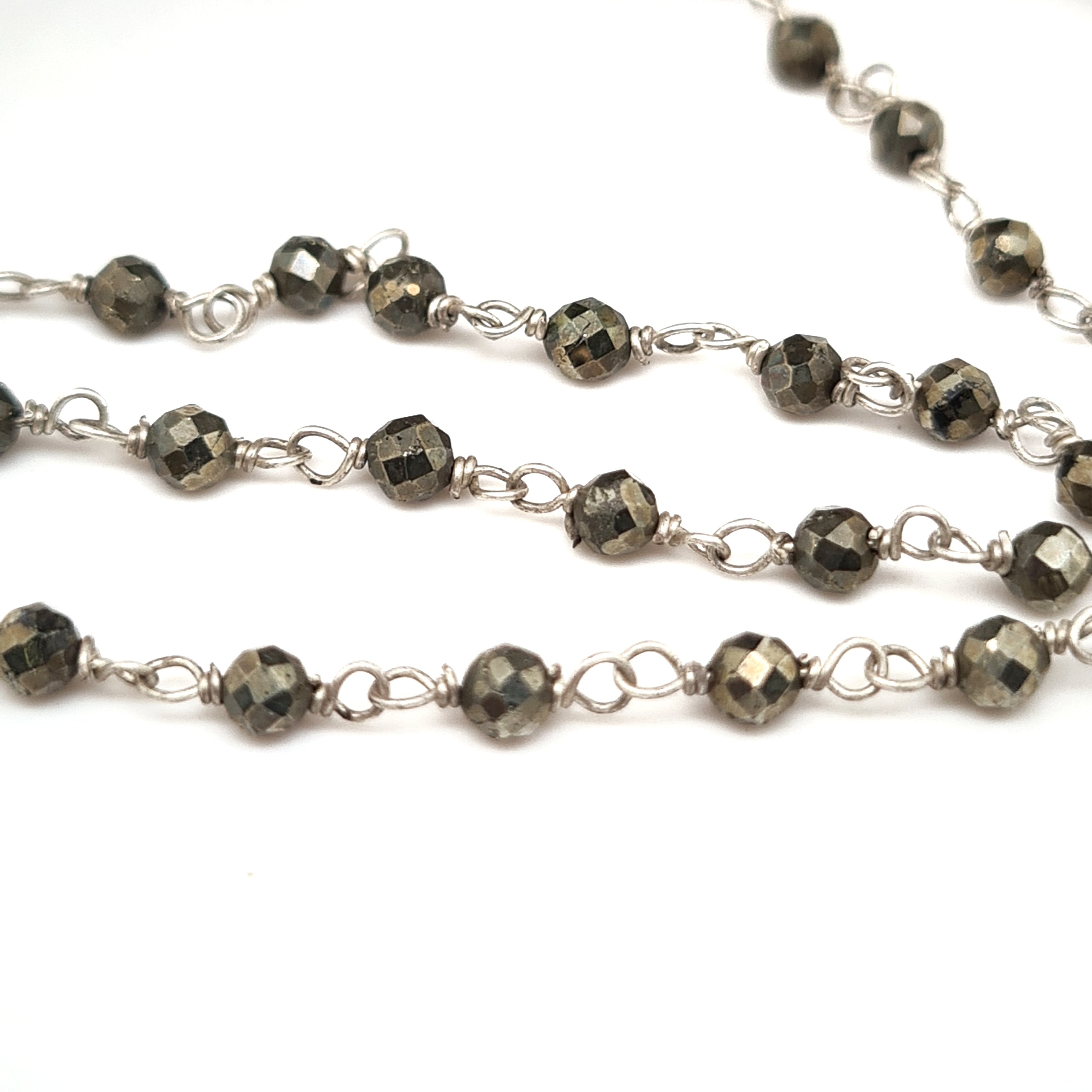 Natural Pyrite Chain on 925 Sterling Silver | 3mm | by Length - The LabradoriteKing