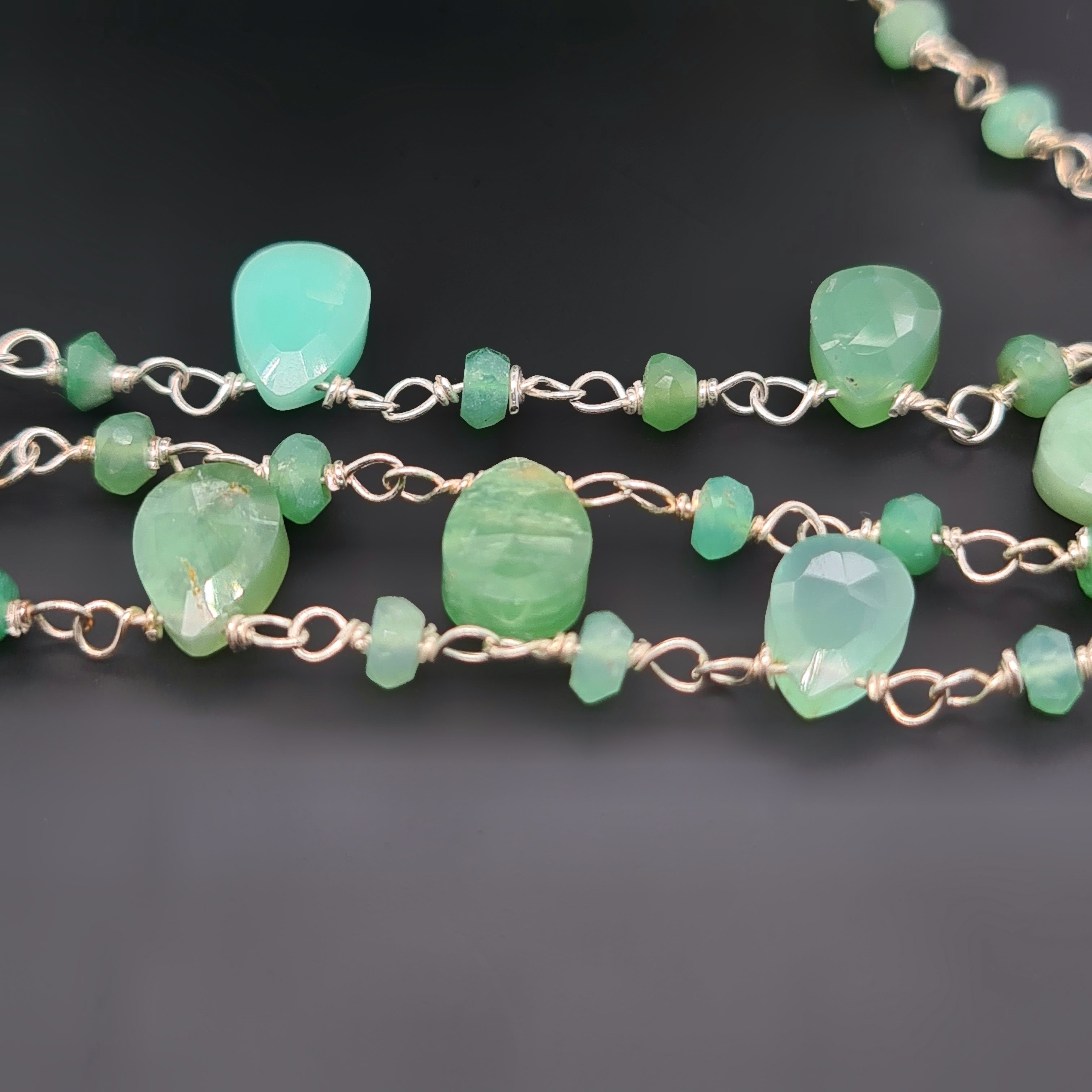 Chrysoprase Chain on 925 Sterling Silver | 3-7mm | by Length - The LabradoriteKing