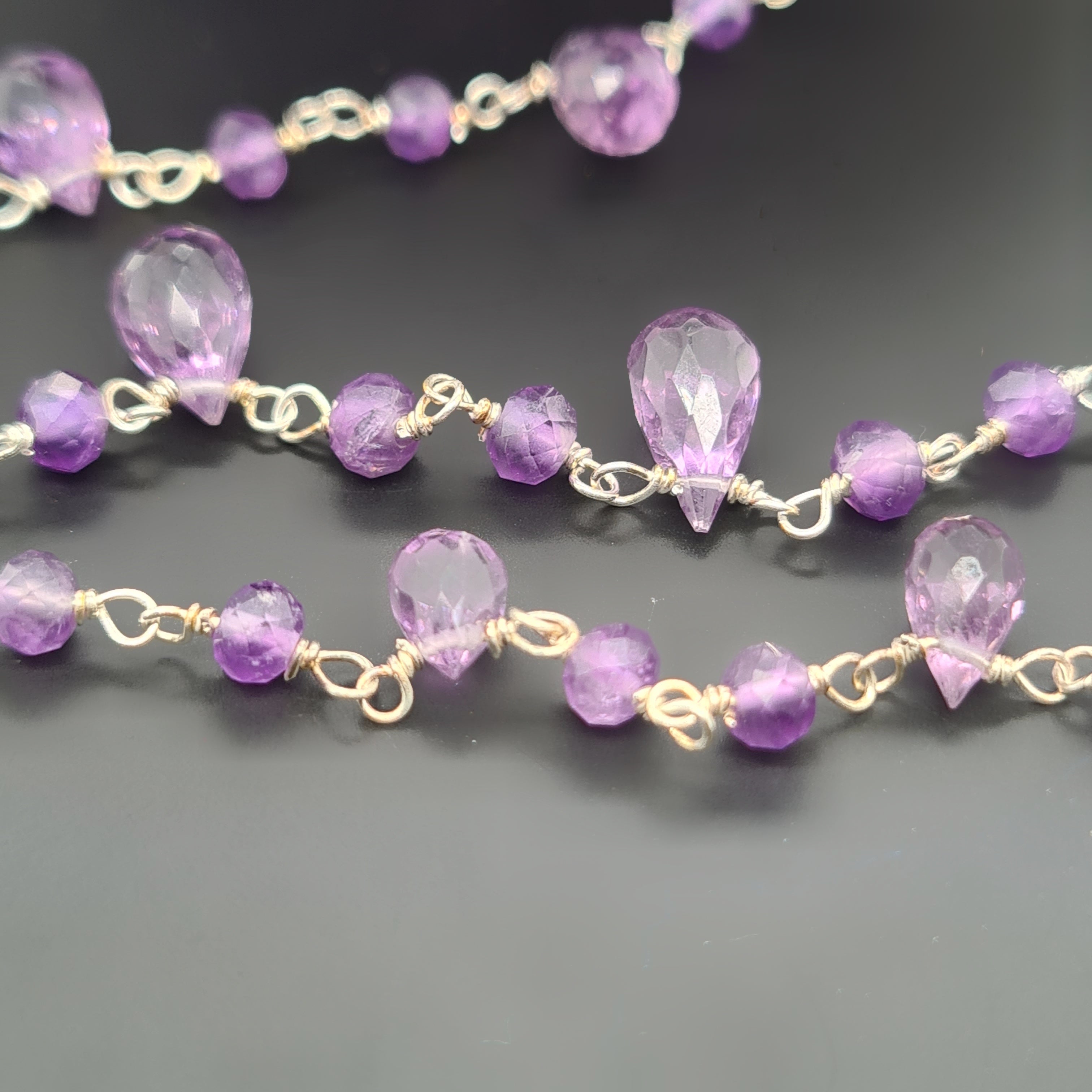 Amethyst Chain on 925 Sterling Silver | 4-11mm | by Length - The LabradoriteKing