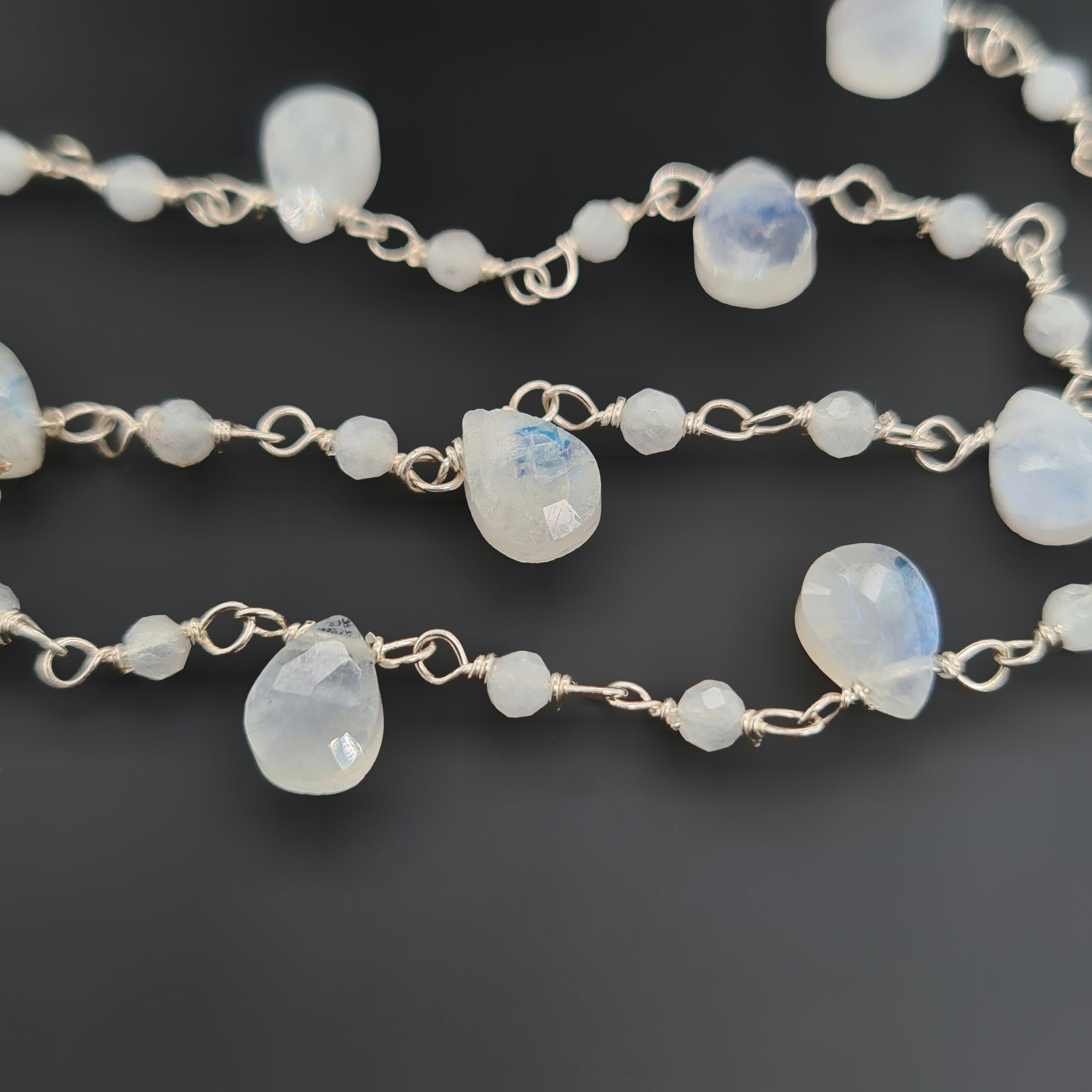 Rainbow Moonstone Chain on 925 Sterling Silver | 3-7mm | by Length - The LabradoriteKing