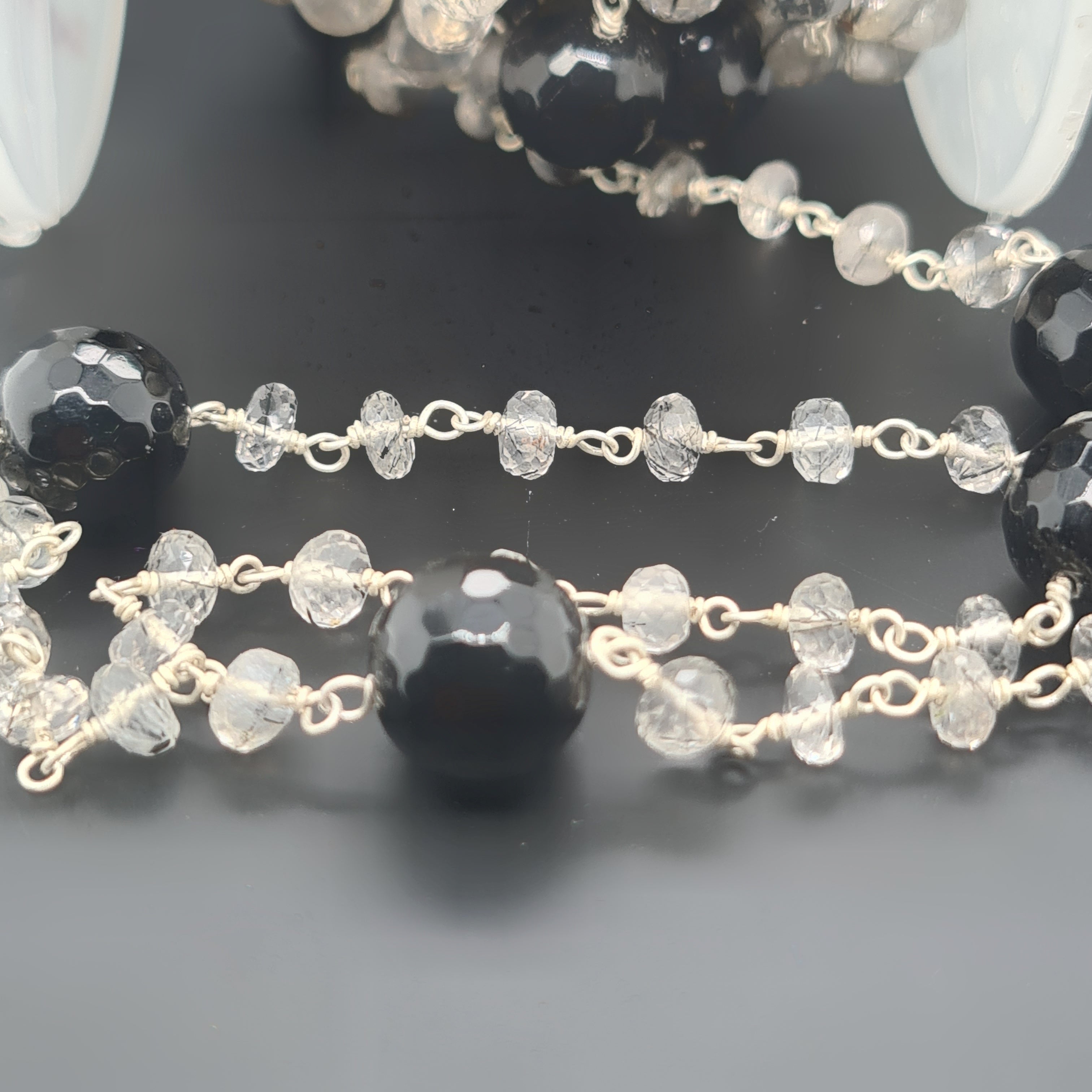 Black Rutile Black Onyx Chain on 925 Sterling Silver | 4-10mm | by Length - The LabradoriteKing
