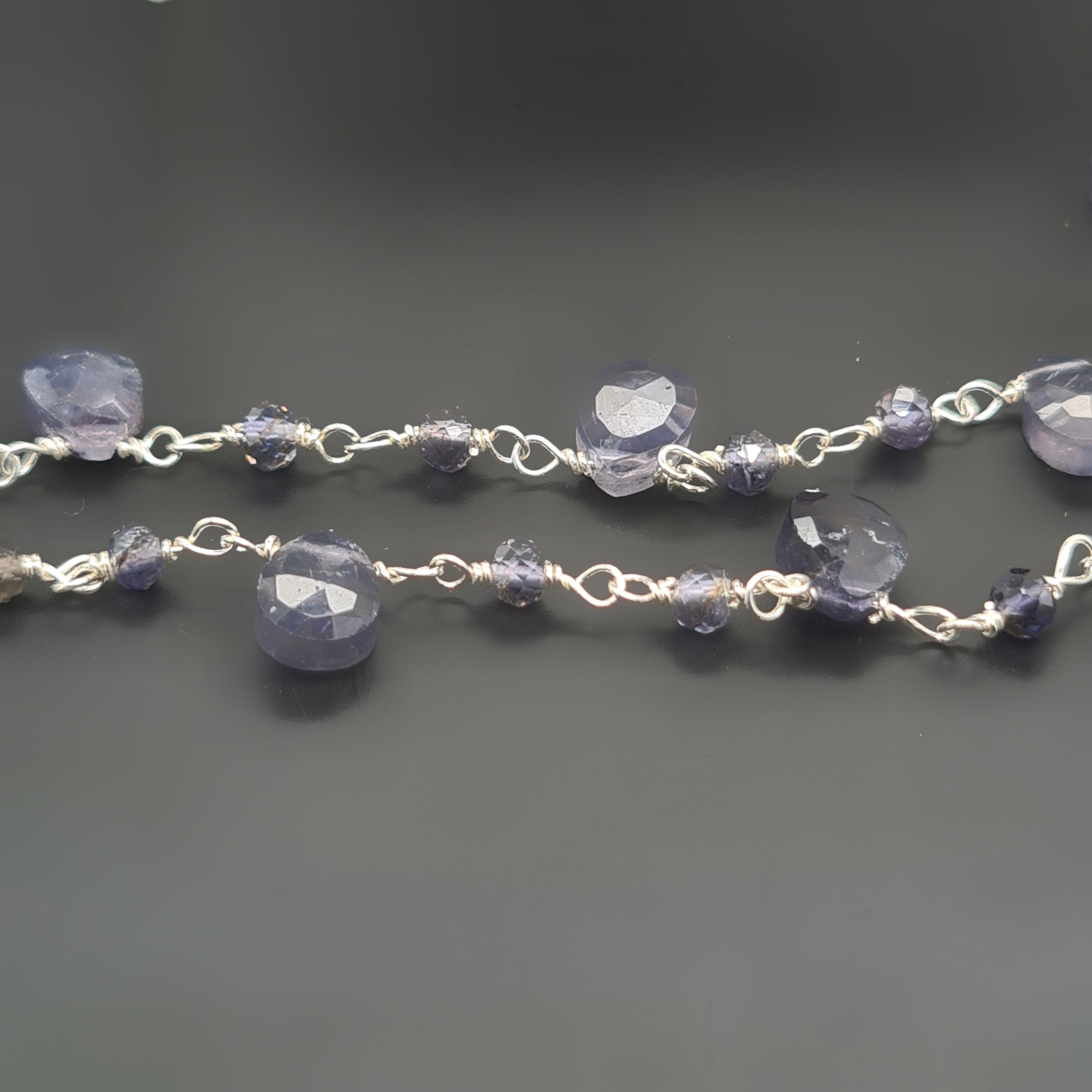 Iolite Chain on 925 Sterling Silver | 3-7mm | by Length - The LabradoriteKing