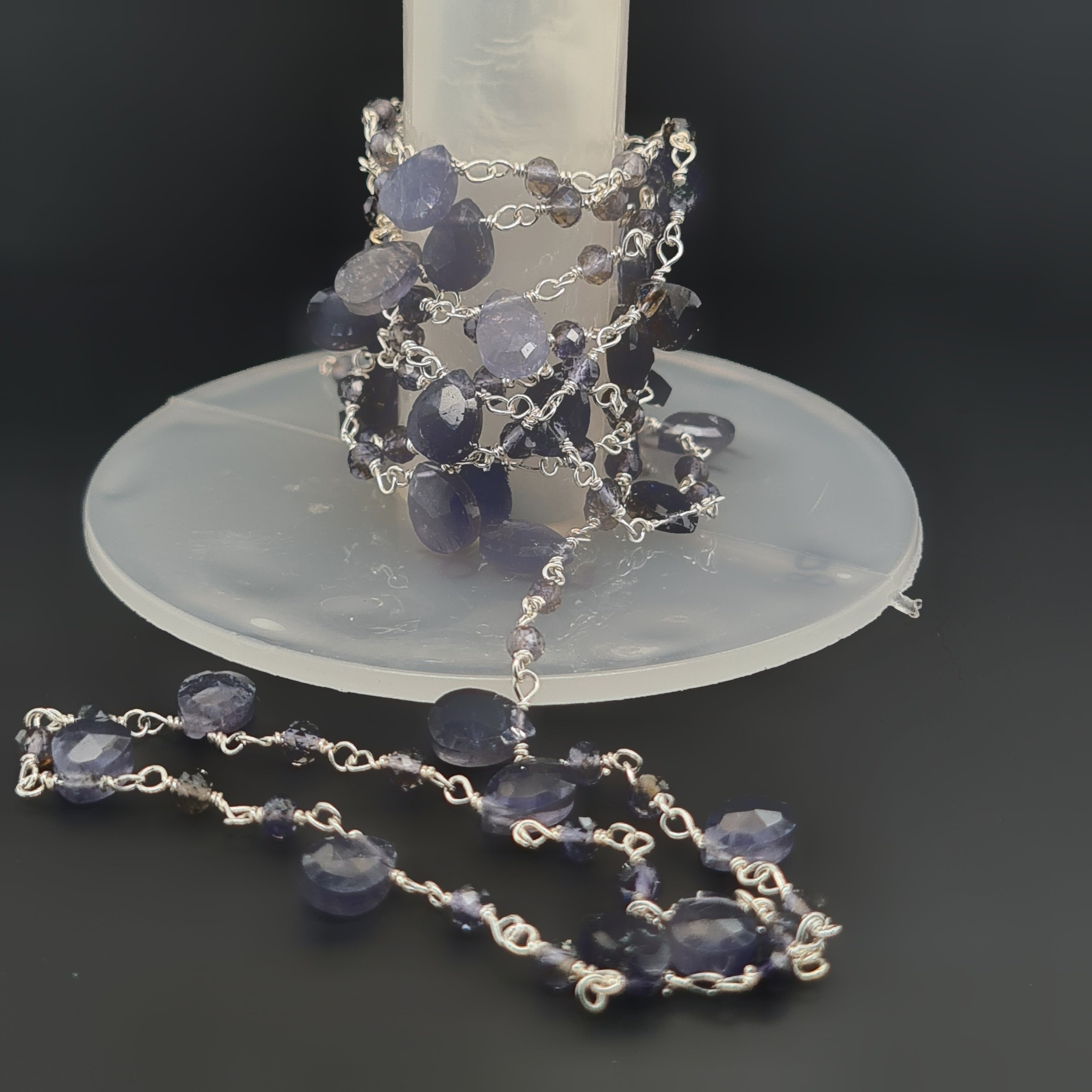 Iolite Chain on 925 Sterling Silver | 3-7mm | by Length - The LabradoriteKing