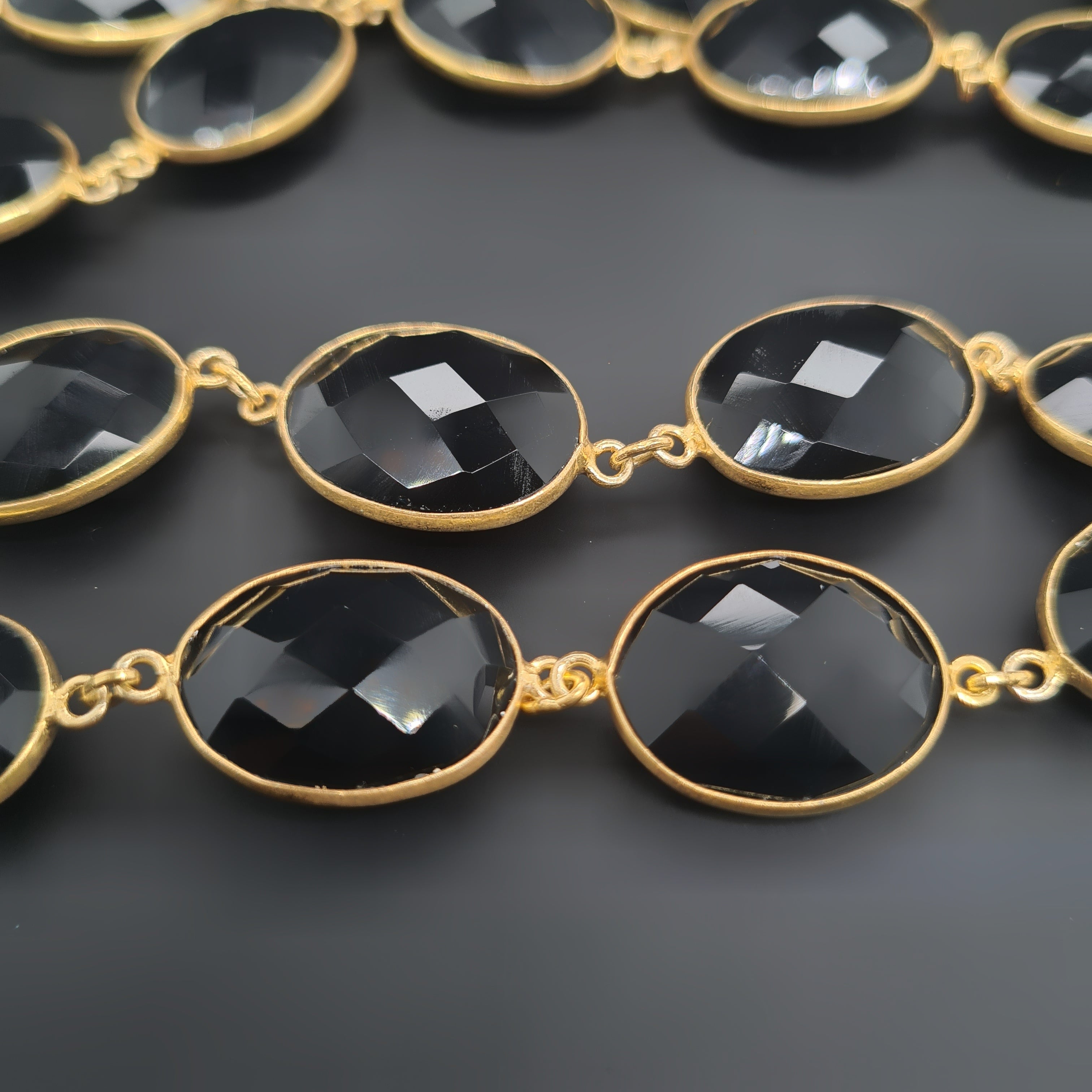 Gold Vermeil Black Onyx Chain on 925 Sterling Silver | 15mm | by Length - The LabradoriteKing