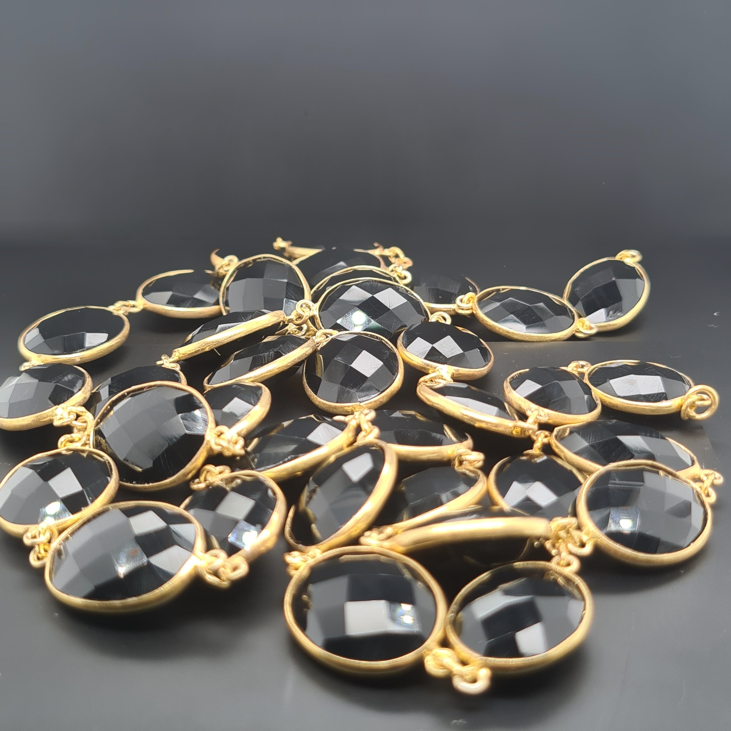 Gold Vermeil Black Onyx Chain on 925 Sterling Silver | 15mm | by Length - The LabradoriteKing
