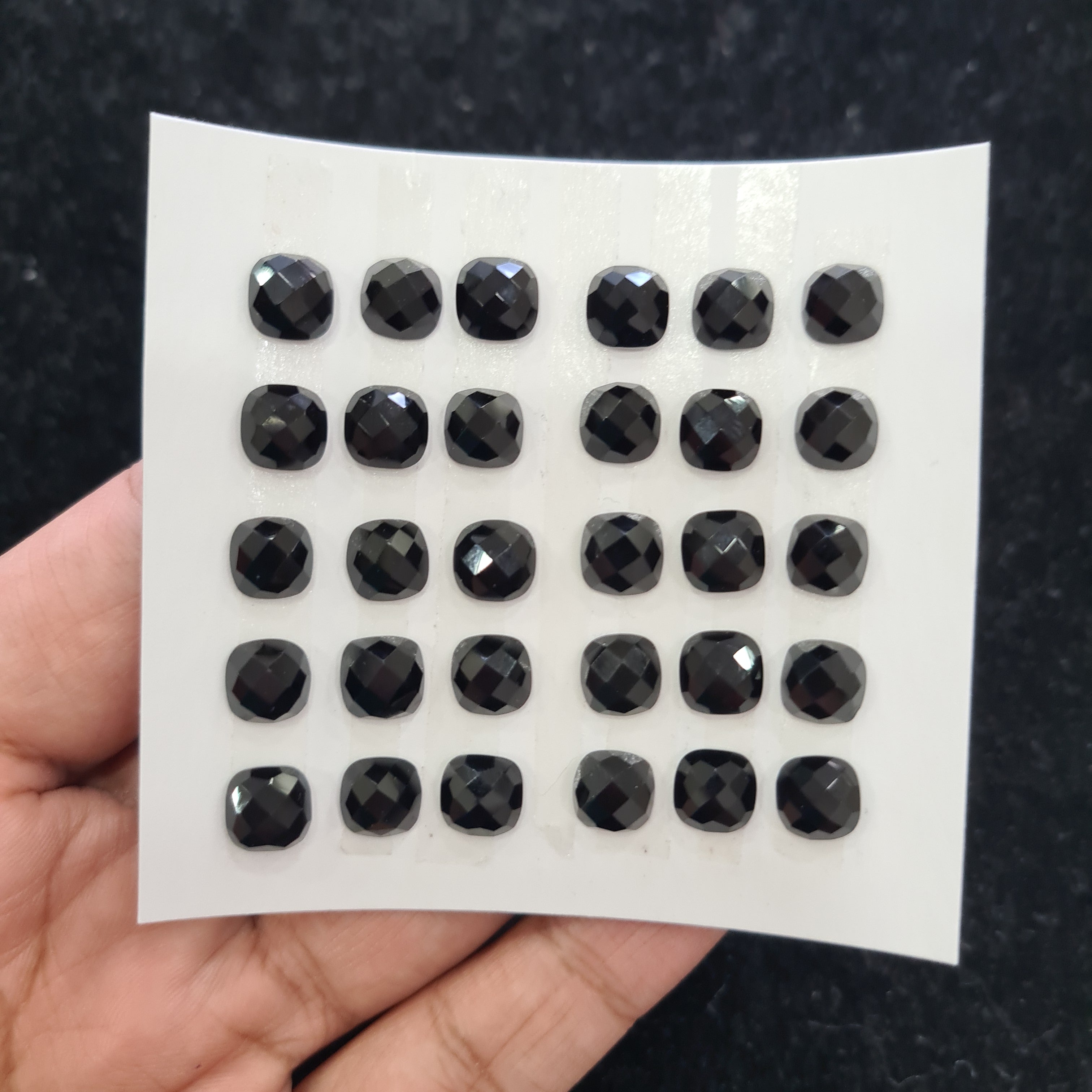 2Unit, 66Pcs Natural Black Onyx Rosecut Gemstones | Square Shape, 8mm Size, - The LabradoriteKing