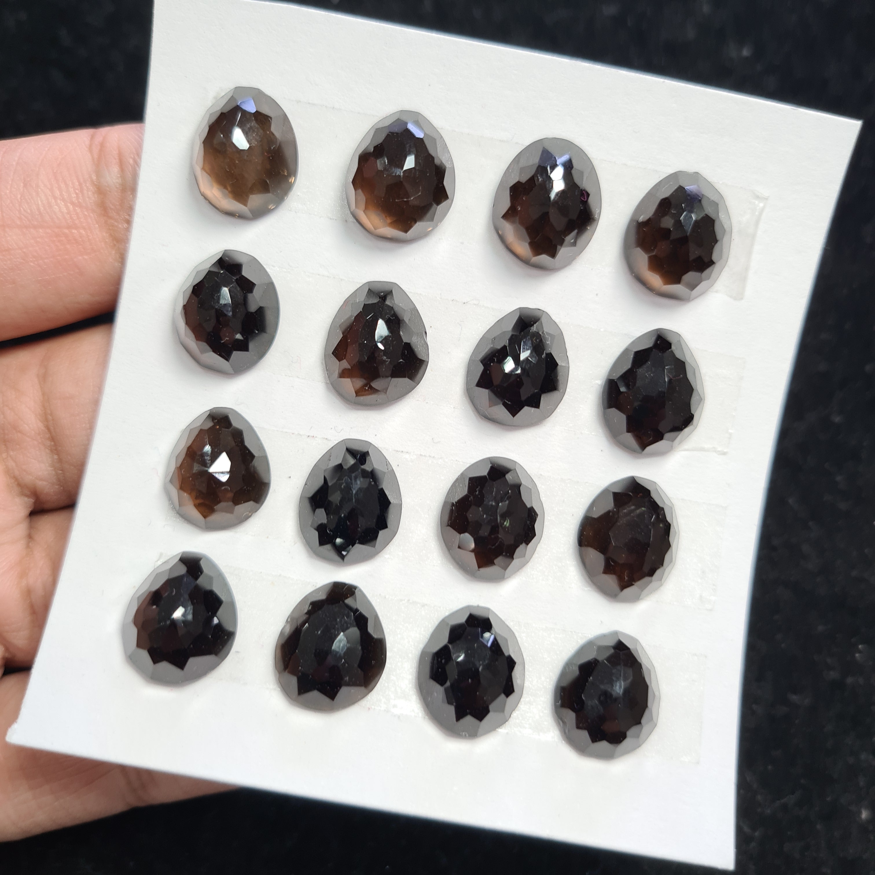 2Unit, 32Pcs Natural Black Onyx Rosecut Gemstones | Fancy Shape, 14x12mm Size, - The LabradoriteKing