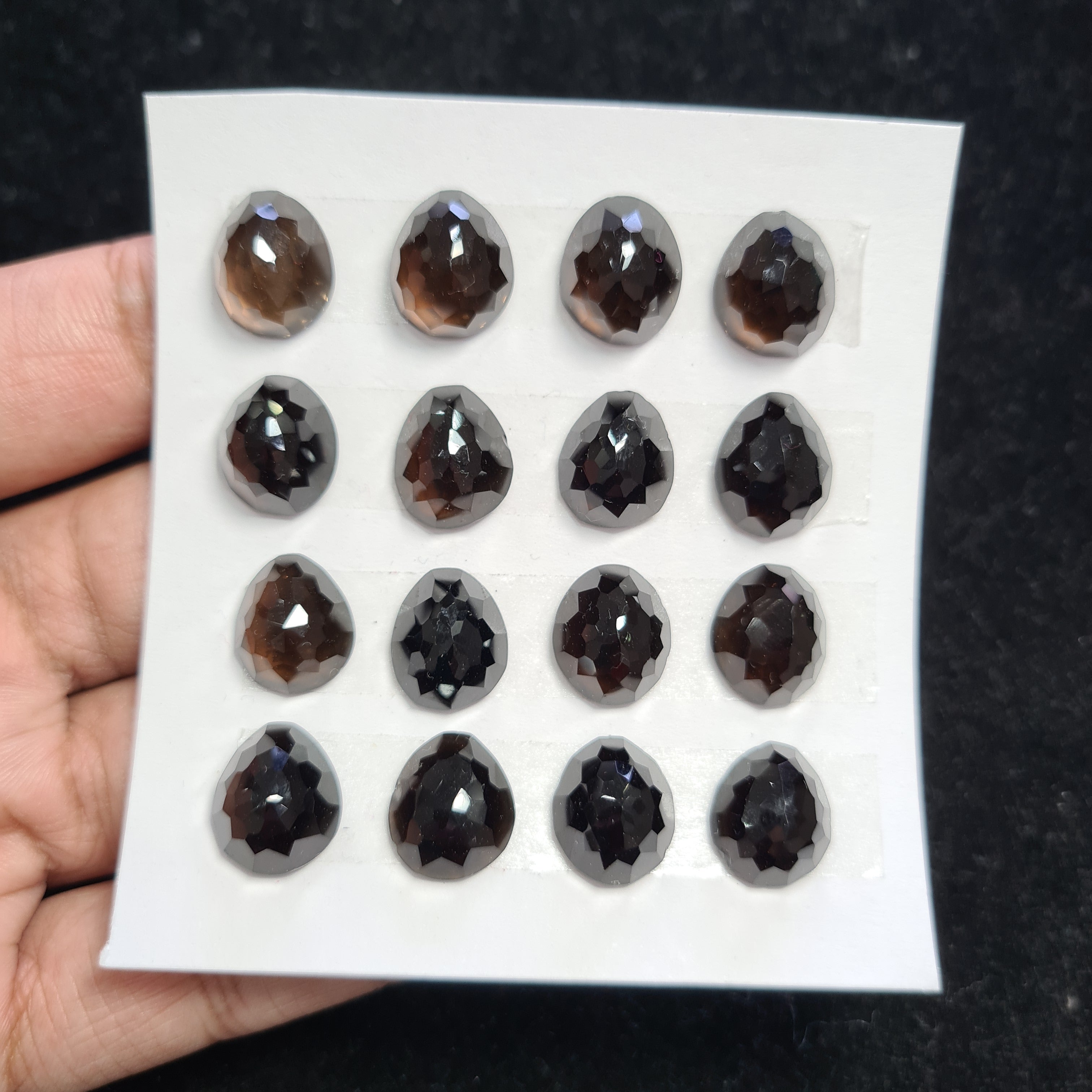 2Unit, 32Pcs Natural Black Onyx Rosecut Gemstones | Fancy Shape, 14x12mm Size, - The LabradoriteKing