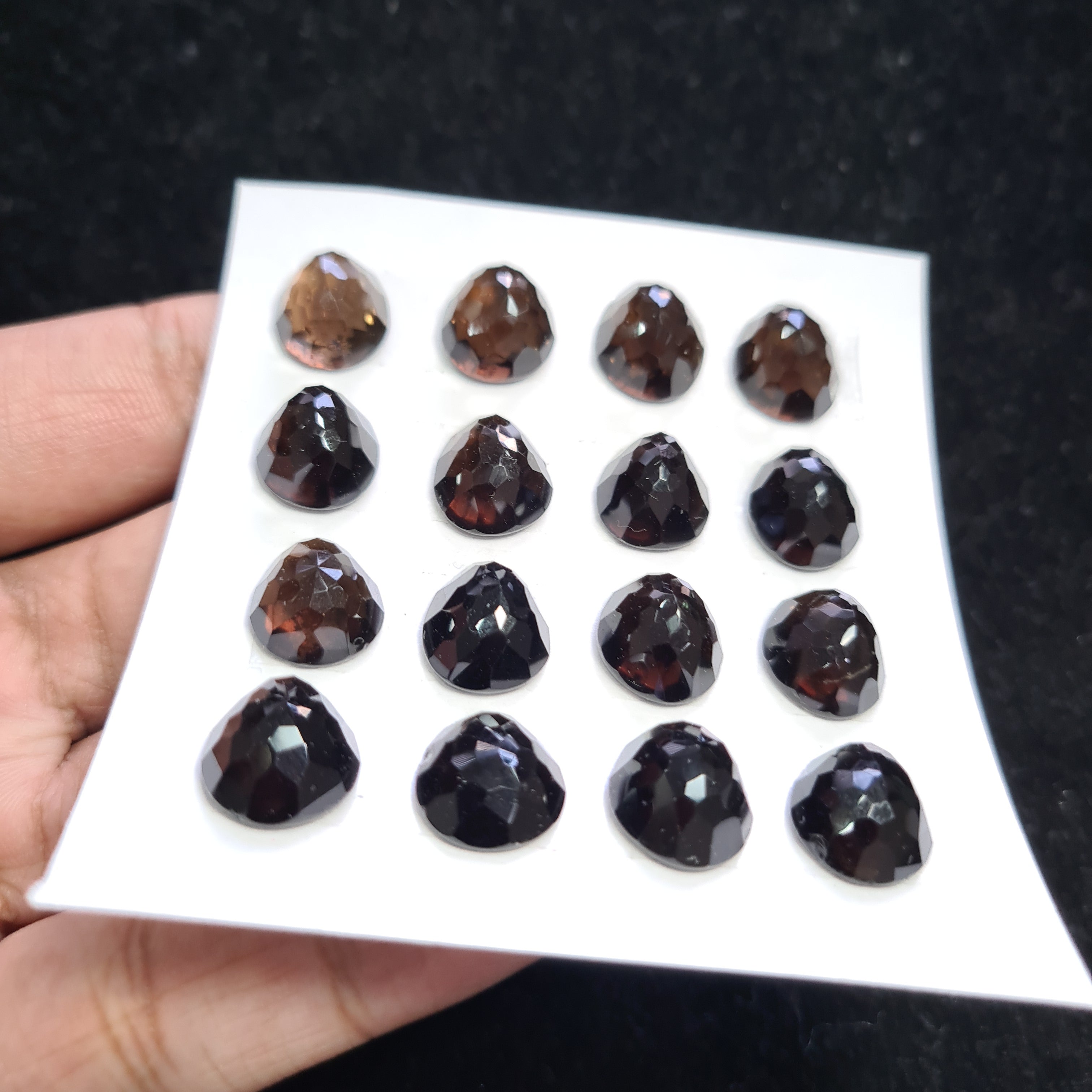 2Unit, 32Pcs Natural Black Onyx Rosecut Gemstones | Fancy Shape, 14x12mm Size, - The LabradoriteKing