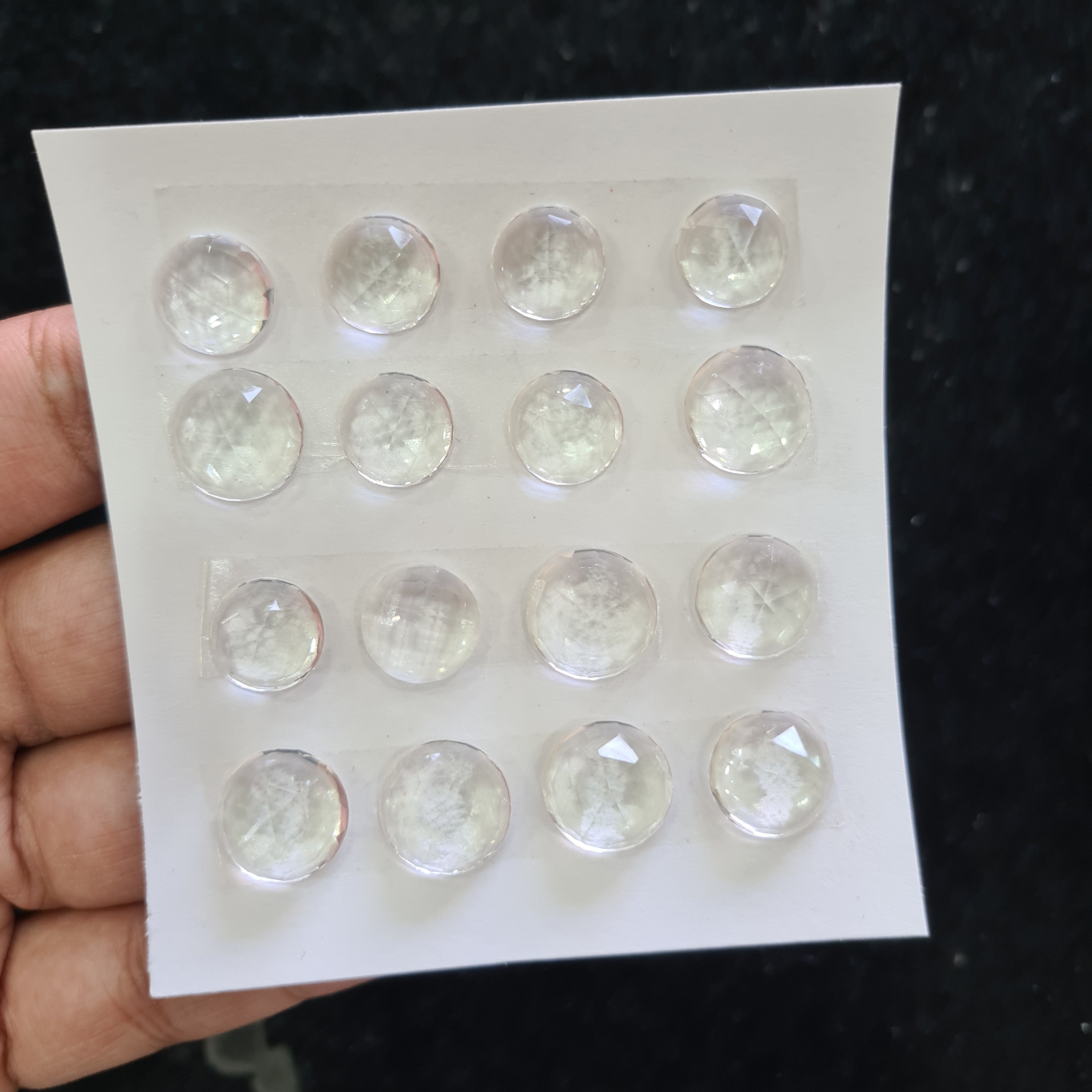 1Card, 16 Pcs Natural Crystal Rosecut Gemstones | Round Shape, 11-14mm Size, - The LabradoriteKing
