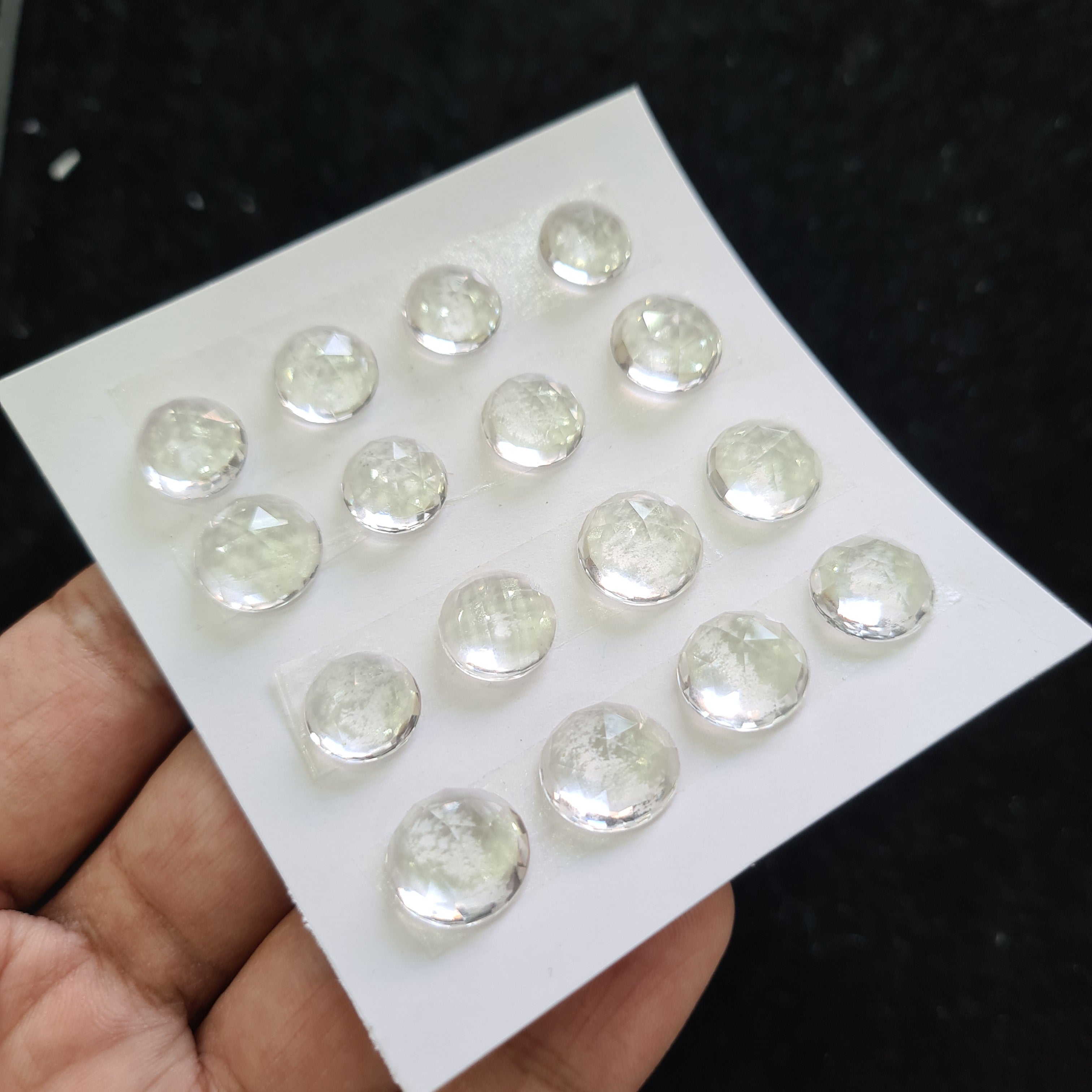 1Card, 16 Pcs Natural Crystal Rosecut Gemstones | Round Shape, 11-14mm Size, - The LabradoriteKing