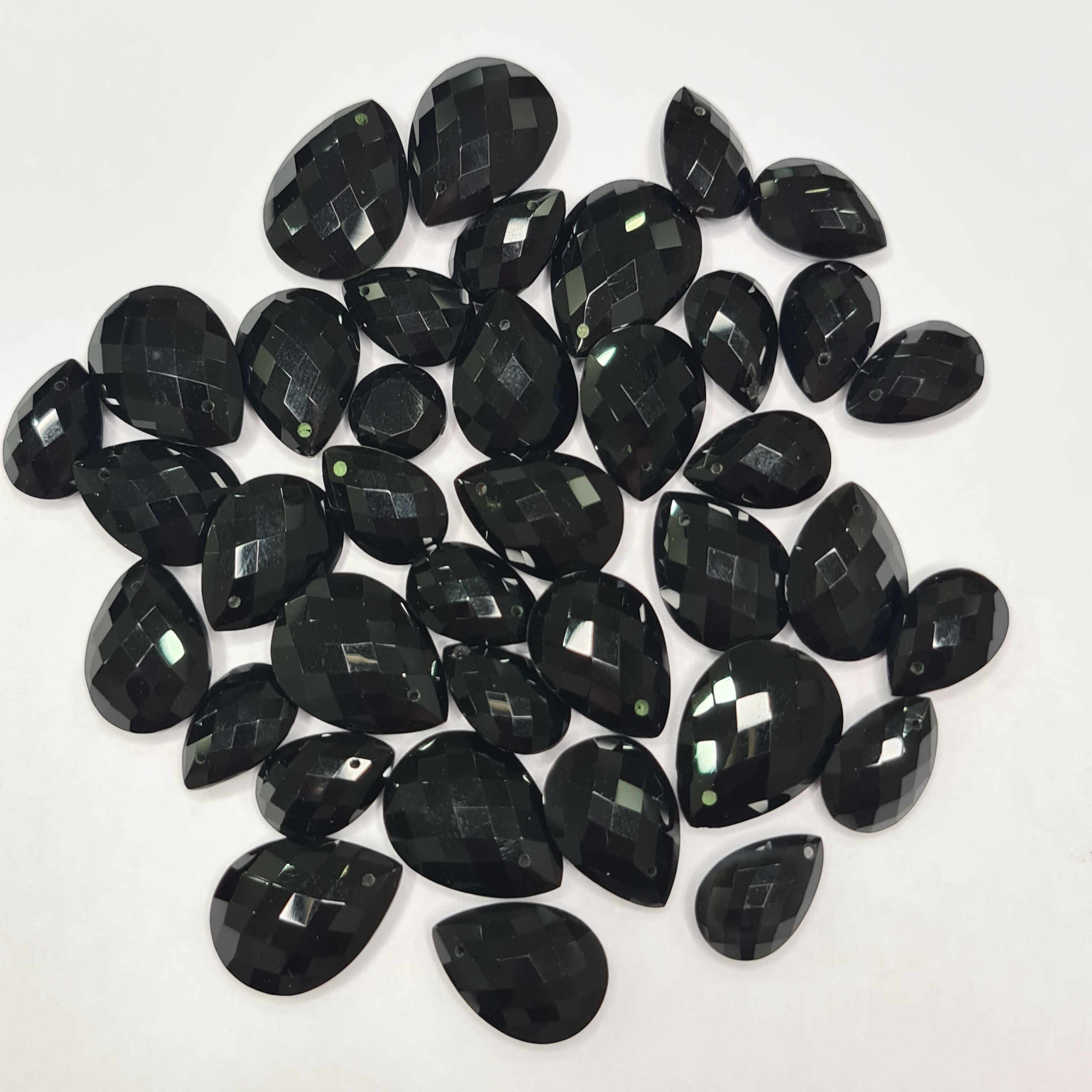 Natural Black Onyx 15-20mm Pear Shape Top Drilled | ALL Lot - The LabradoriteKing