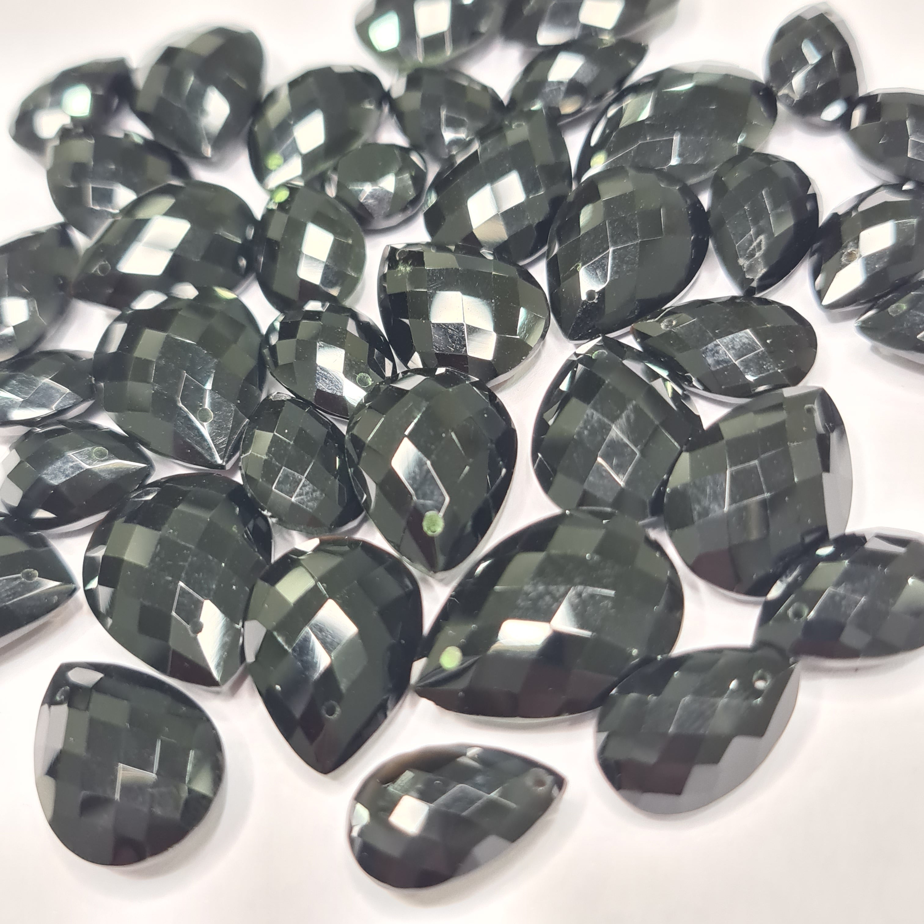 Natural Black Onyx 15-20mm Pear Shape Top Drilled | ALL Lot - The LabradoriteKing