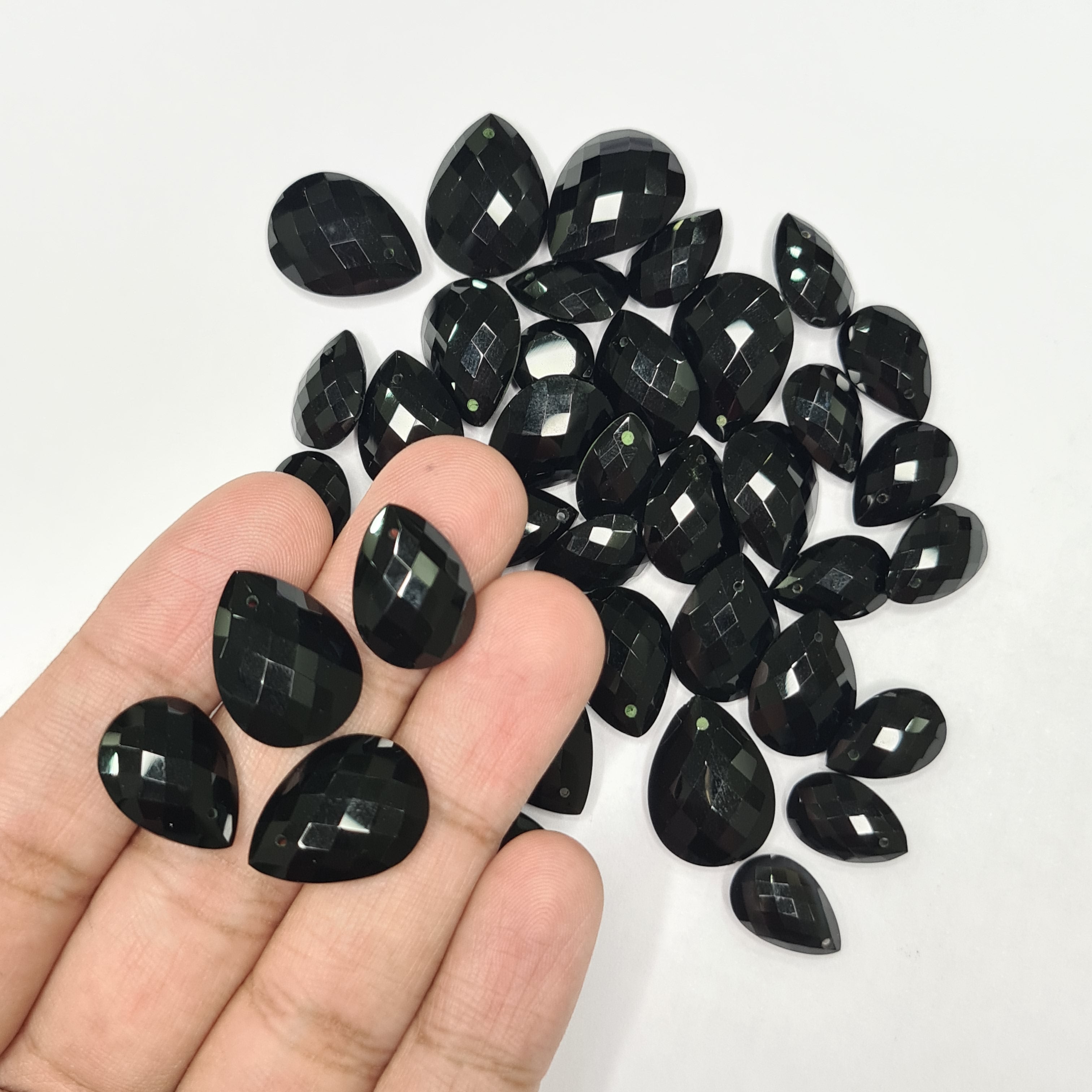Natural Black Onyx 15-20mm Pear Shape Top Drilled | ALL Lot - The LabradoriteKing