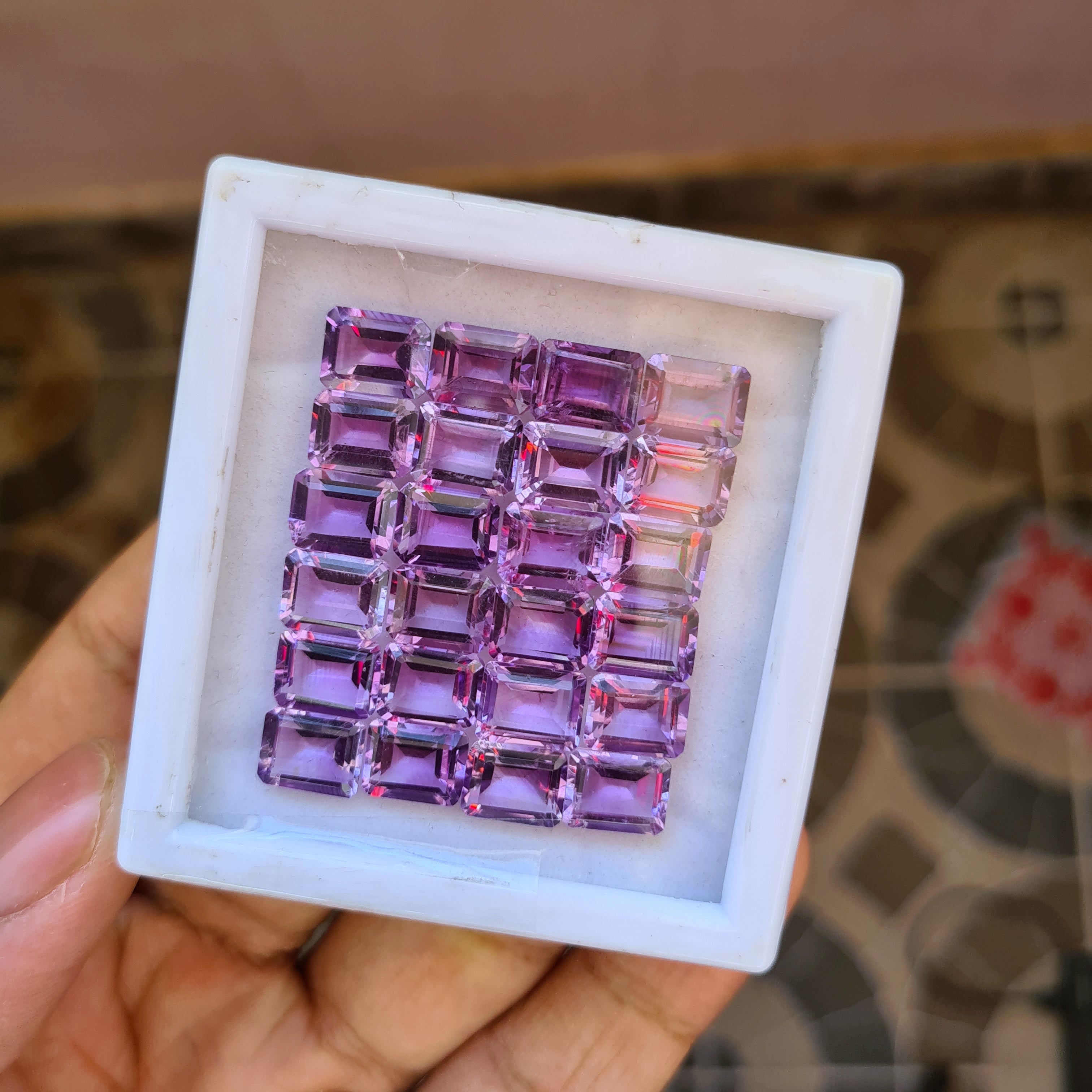 20 Pcs Natural Amethyst Rectangle Shape Faceted cut Loose Gemstone Size: 9x7mm, Natural Amethyst Faceted Cut Stone - The LabradoriteKing