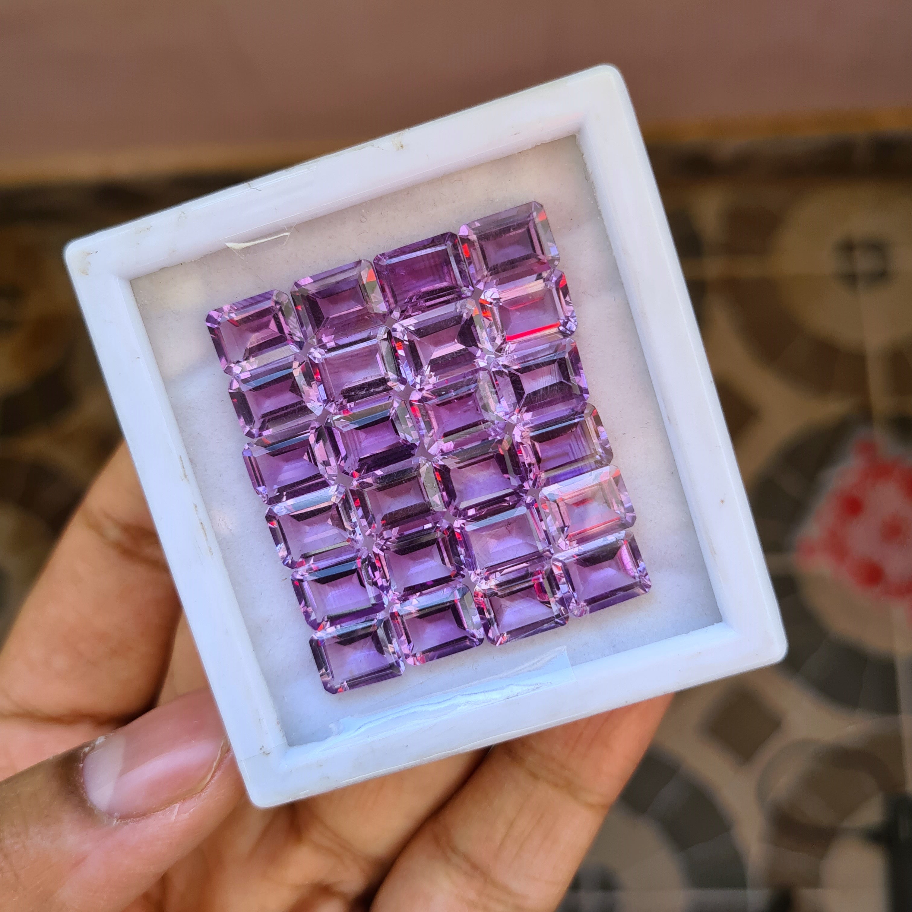 20 Pcs Natural Amethyst Rectangle Shape Faceted cut Loose Gemstone Size: 9x7mm, Natural Amethyst Faceted Cut Stone - The LabradoriteKing