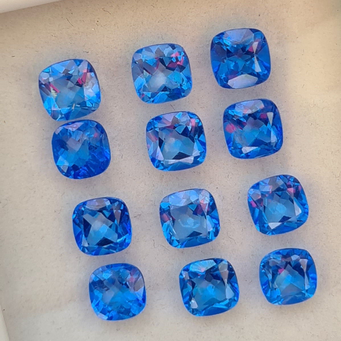 12 Pcs  Natural Coated Blue Topaz Faceted Gemstone Square Shape Size: 7mm - The LabradoriteKing