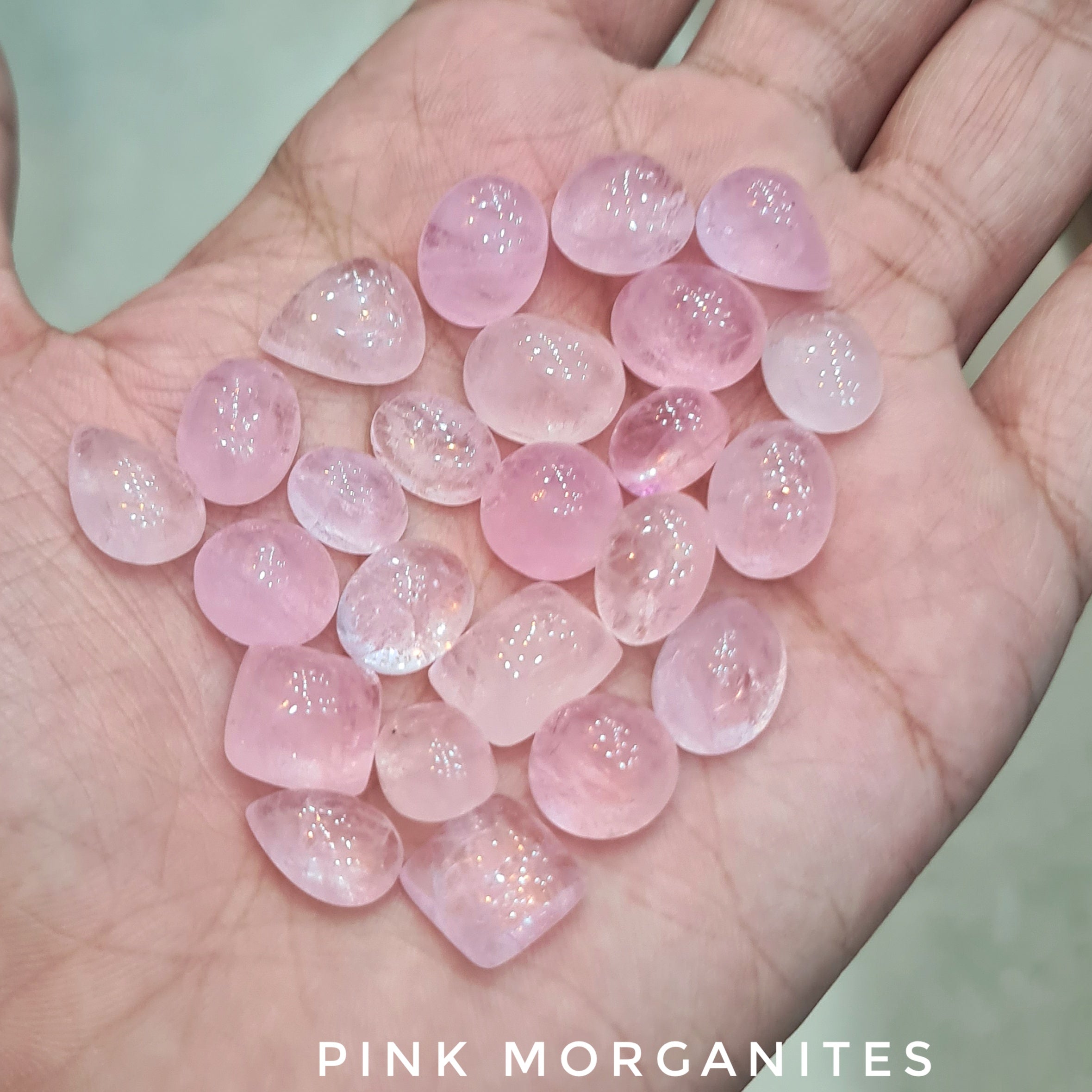 12 Pcs Pink Morganite Cabochons | Good Quality | 10-15mm - The LabradoriteKing