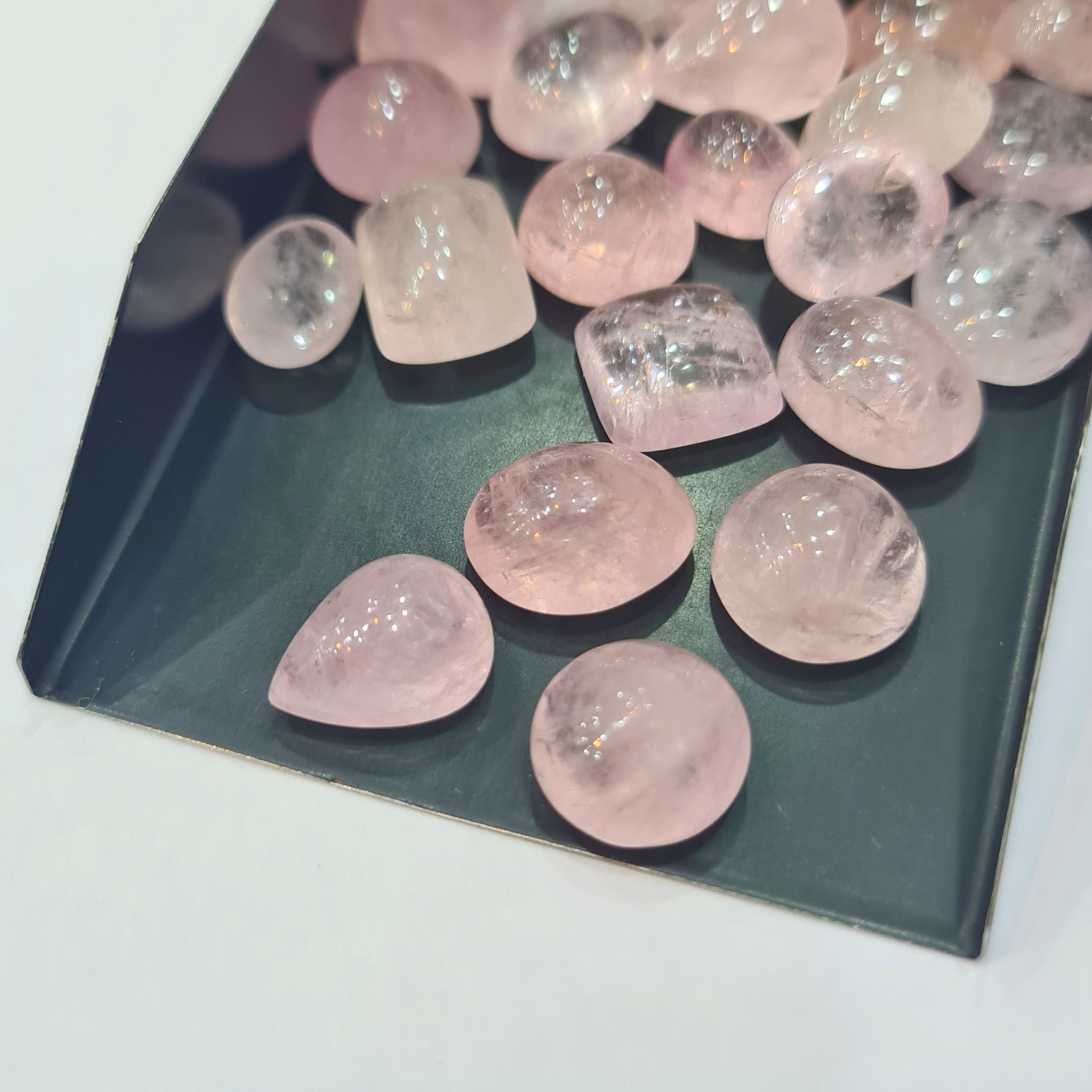 12 Pcs Pink Morganite Cabochons | Good Quality | 10-15mm - The LabradoriteKing