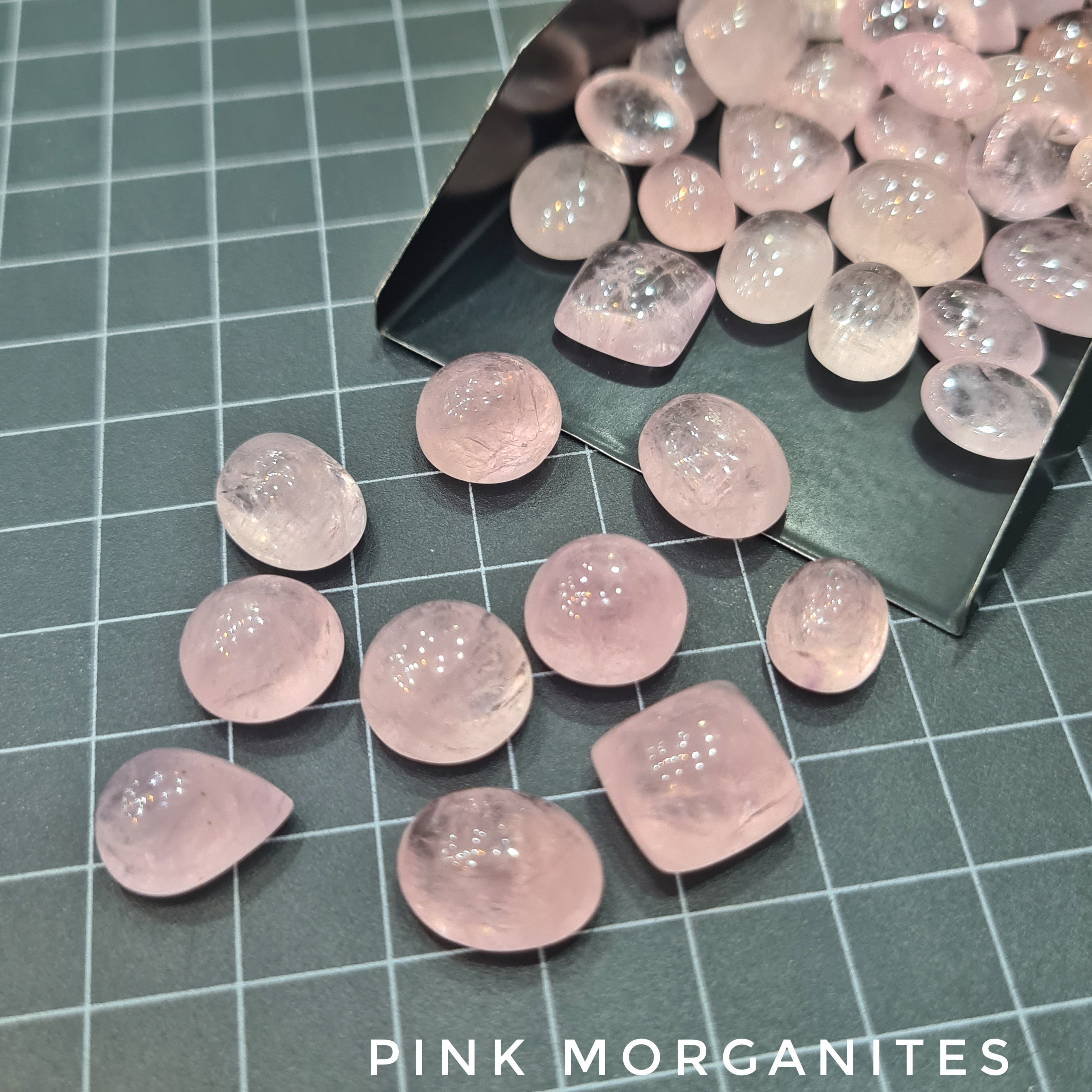 12 Pcs Pink Morganite Cabochons | Good Quality | 10-15mm - The LabradoriteKing