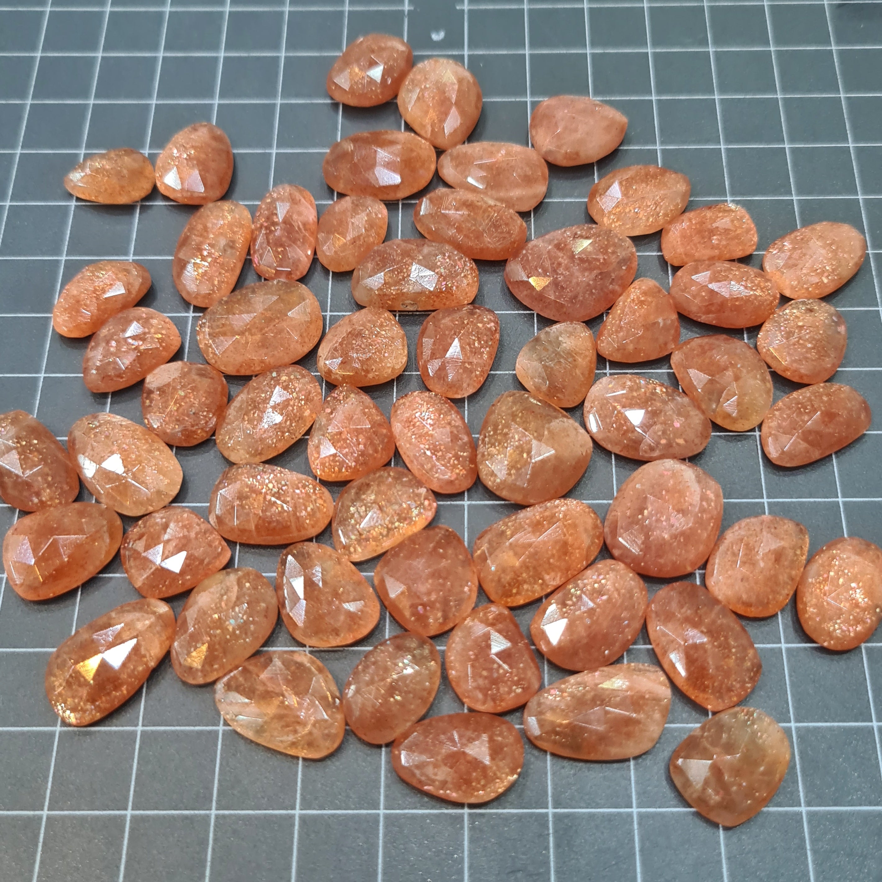 15 Pcs Sunstone Rose Cuts Flat Backs  10-15mm - The LabradoriteKing