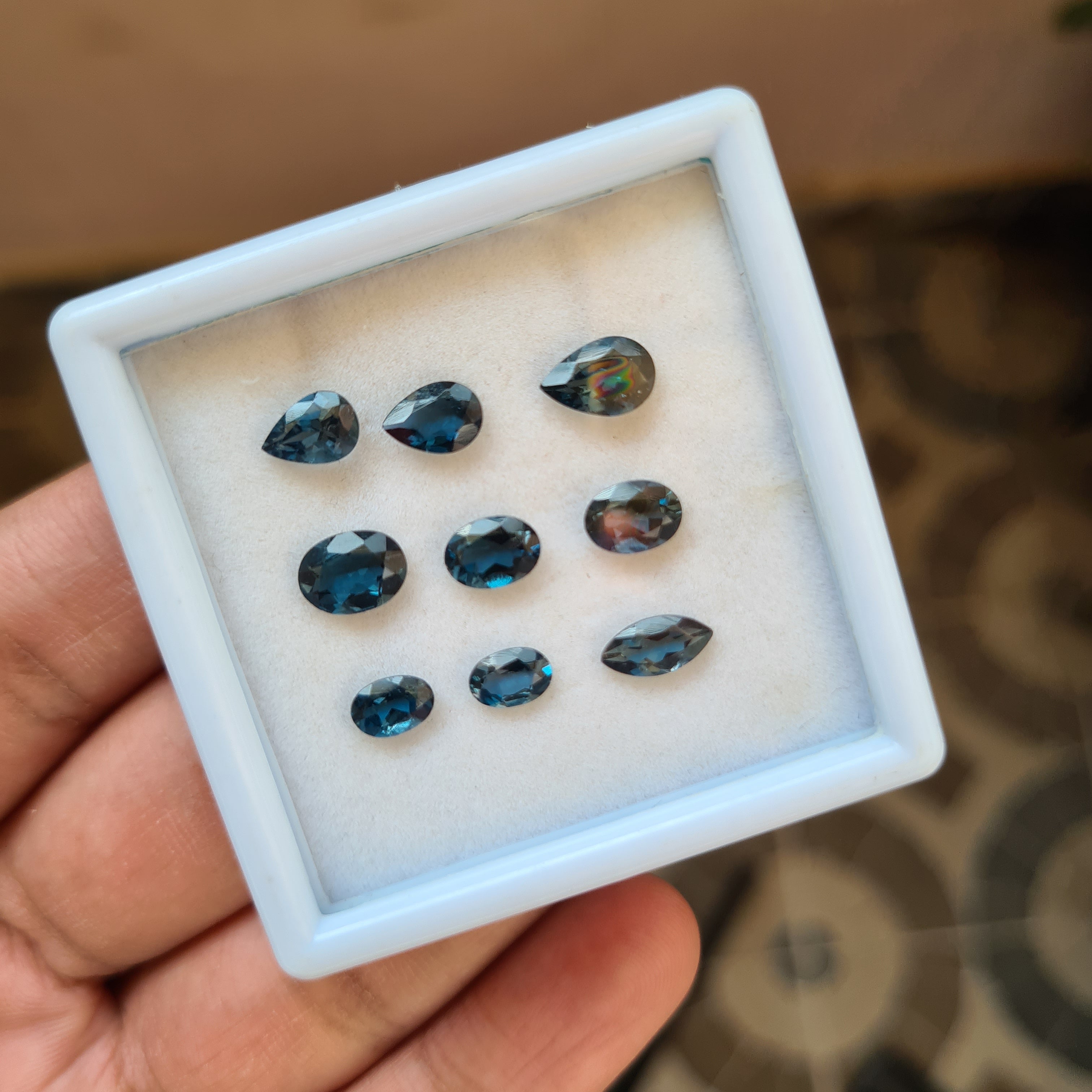 9 Pcs Natural  London Blue Topaz Faceted Gemstone Mix Shape Size: 6-8mm - The LabradoriteKing