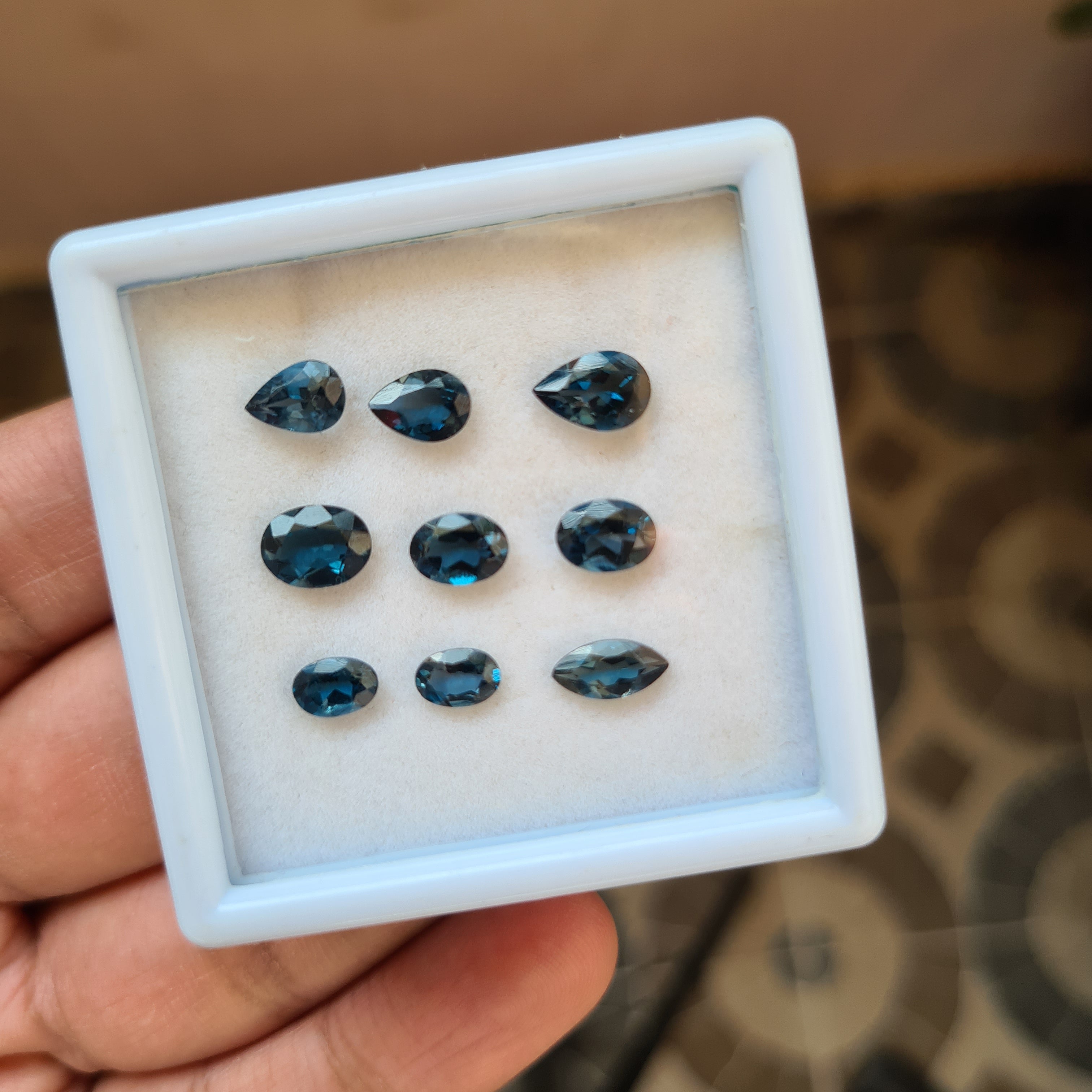 9 Pcs Natural  London Blue Topaz Faceted Gemstone Mix Shape Size: 6-8mm - The LabradoriteKing