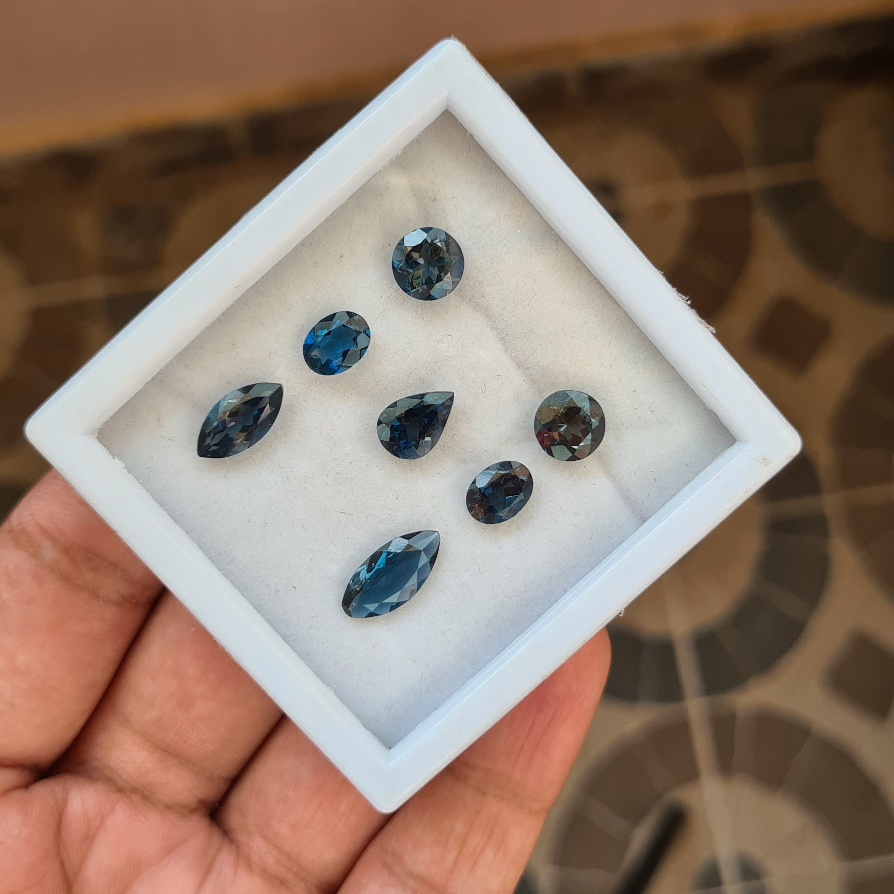 7 Pcs Natural London Blue Topaz Faceted Gemstone Mix Shape Size: 8-14mm - The LabradoriteKing