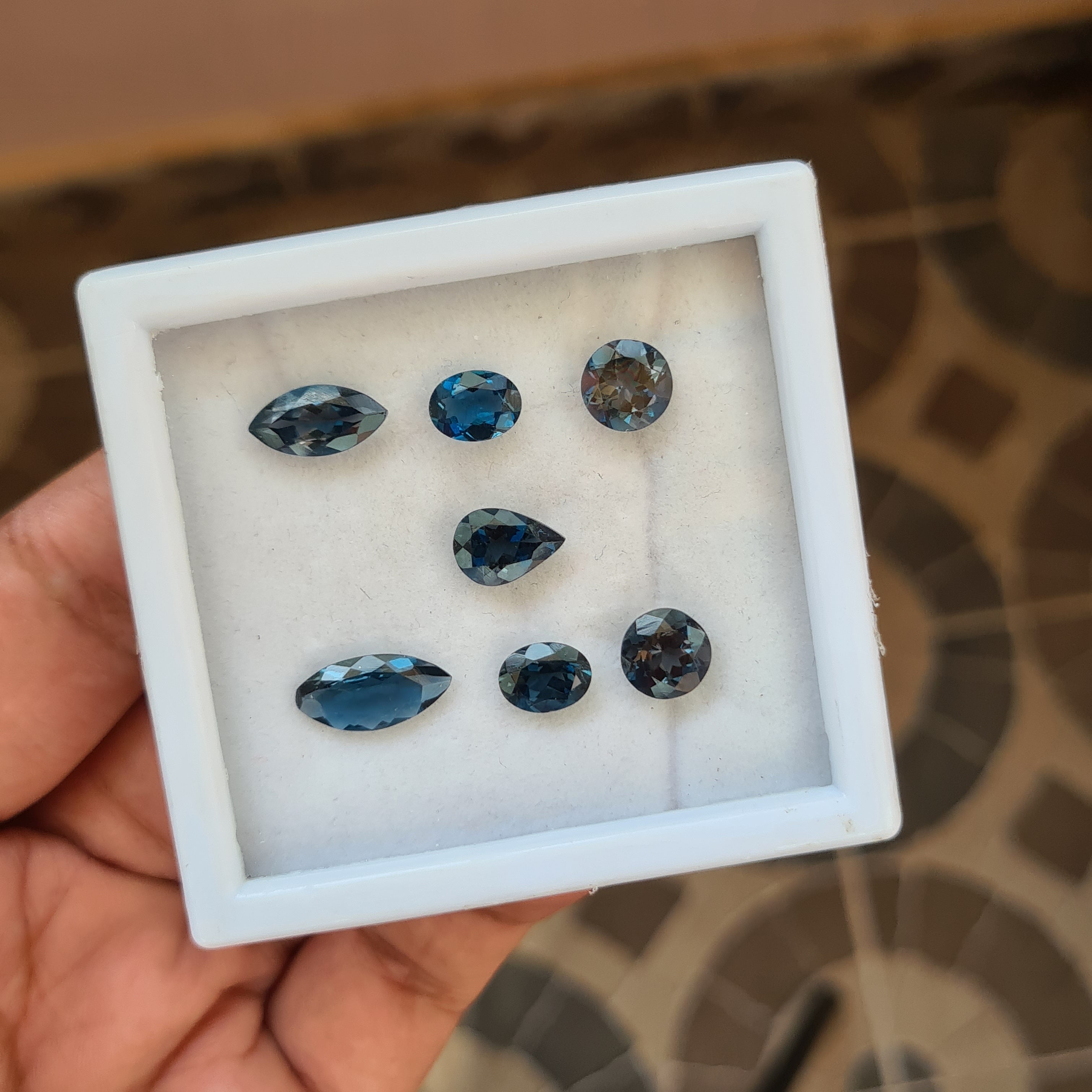 7 Pcs Natural London Blue Topaz Faceted Gemstone Mix Shape Size: 8-14mm - The LabradoriteKing