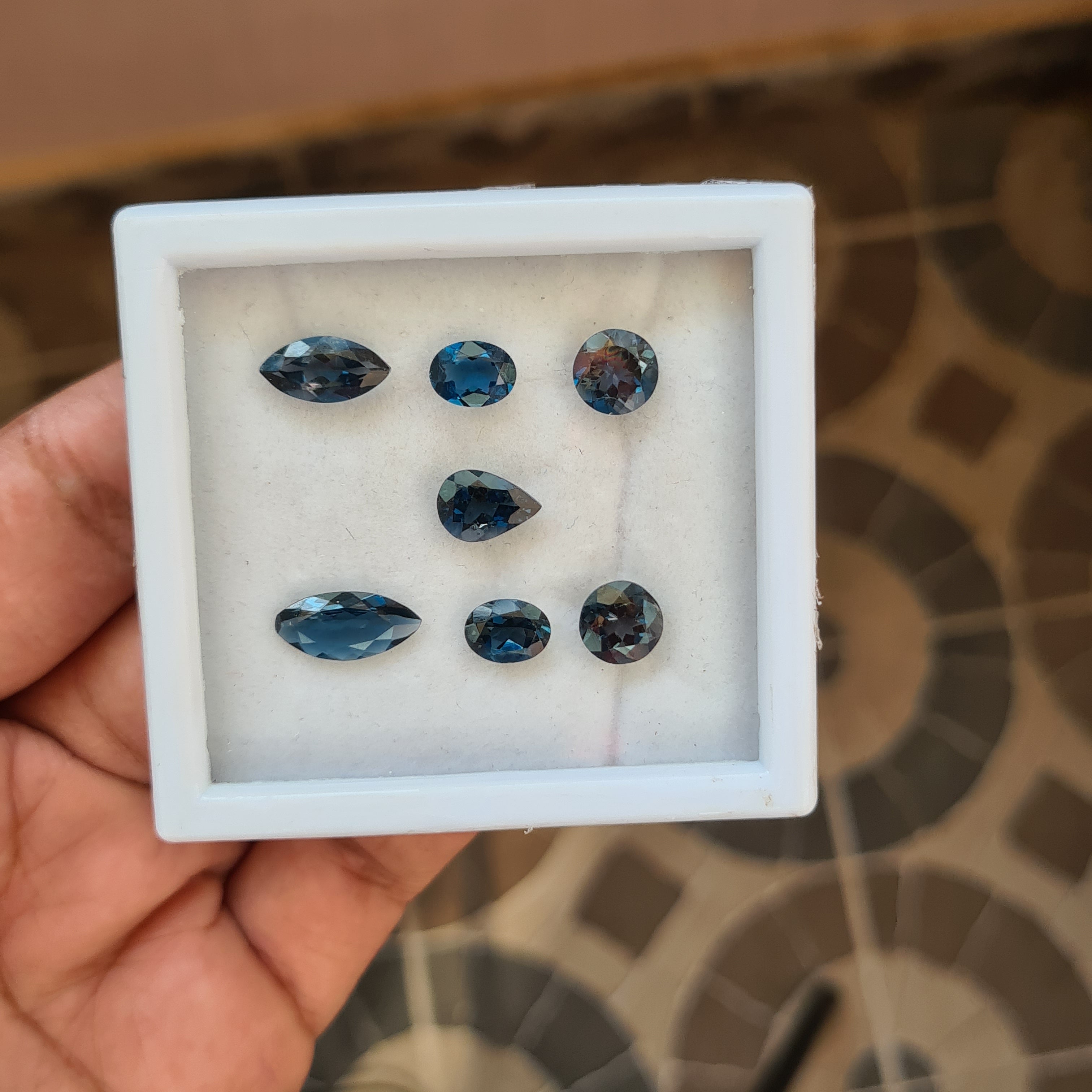 7 Pcs Natural London Blue Topaz Faceted Gemstone Mix Shape Size: 8-14mm - The LabradoriteKing