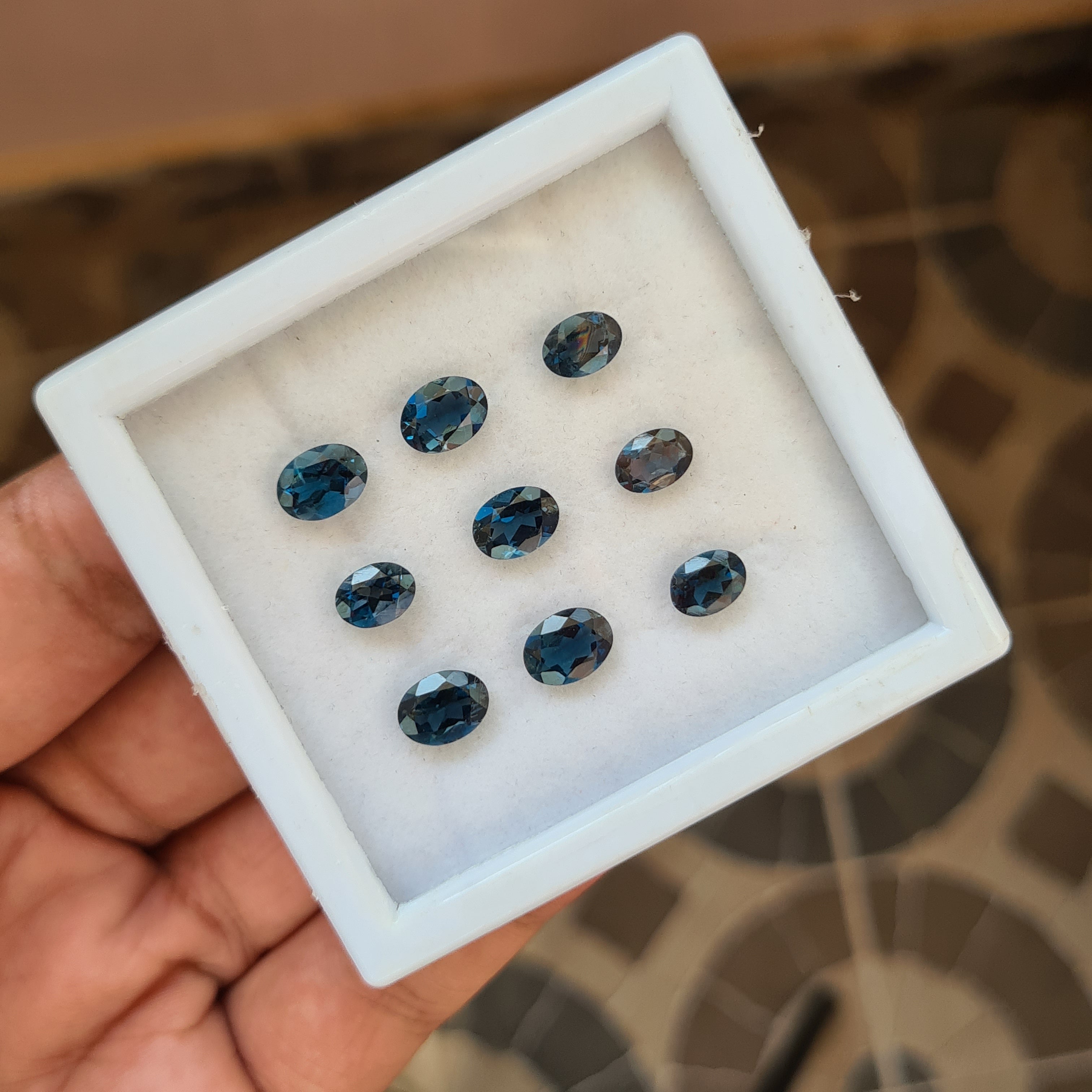 9 Pcs Natural London Blue Topaz Faceted Gemstone Oval Shape Size: 7-8mm - The LabradoriteKing