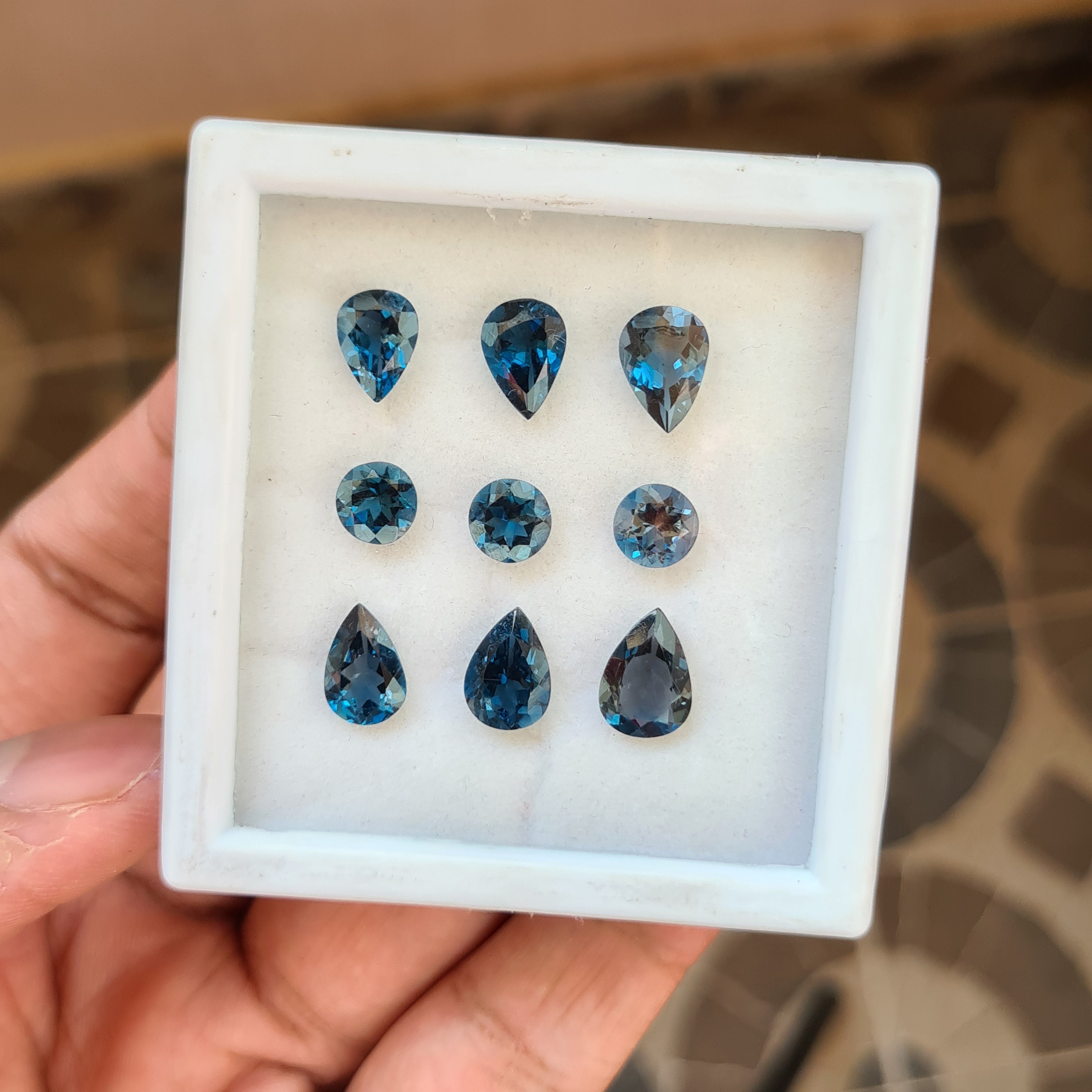 9 Pcs Natural London Blue Topaz Faceted Gemstone Mix Shape Size: 7-10mm - The LabradoriteKing