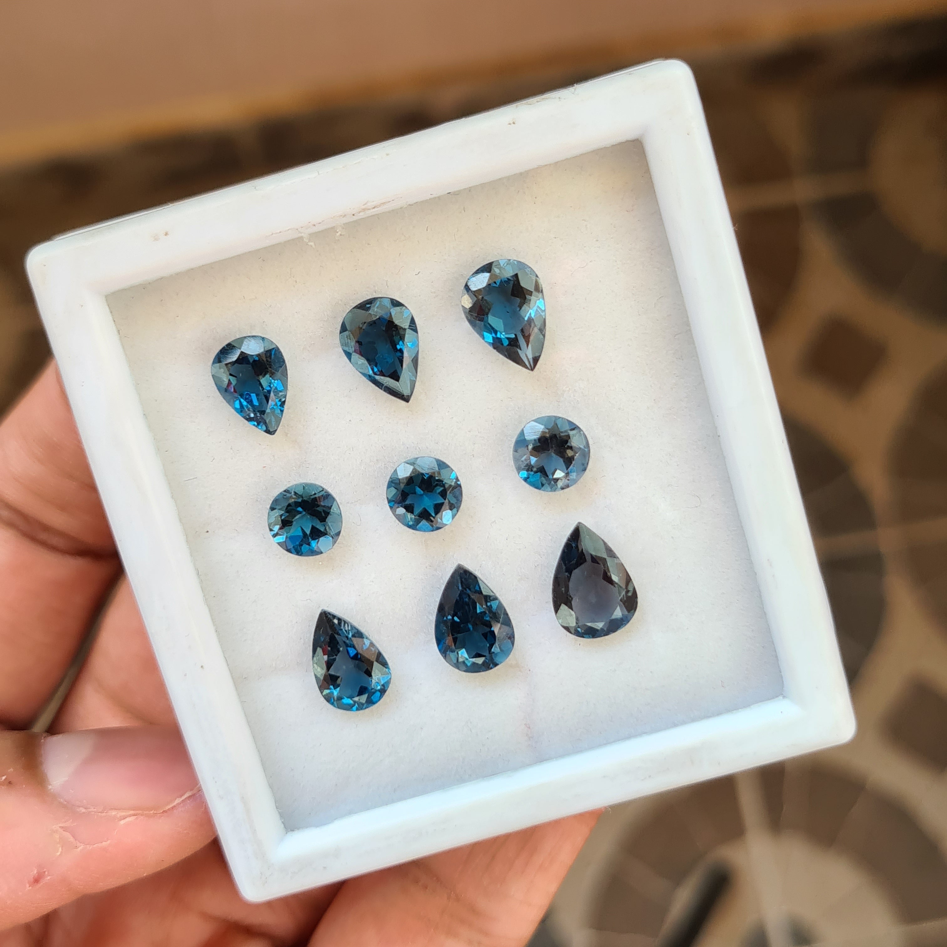 9 Pcs Natural London Blue Topaz Faceted Gemstone Mix Shape Size: 7-10mm - The LabradoriteKing