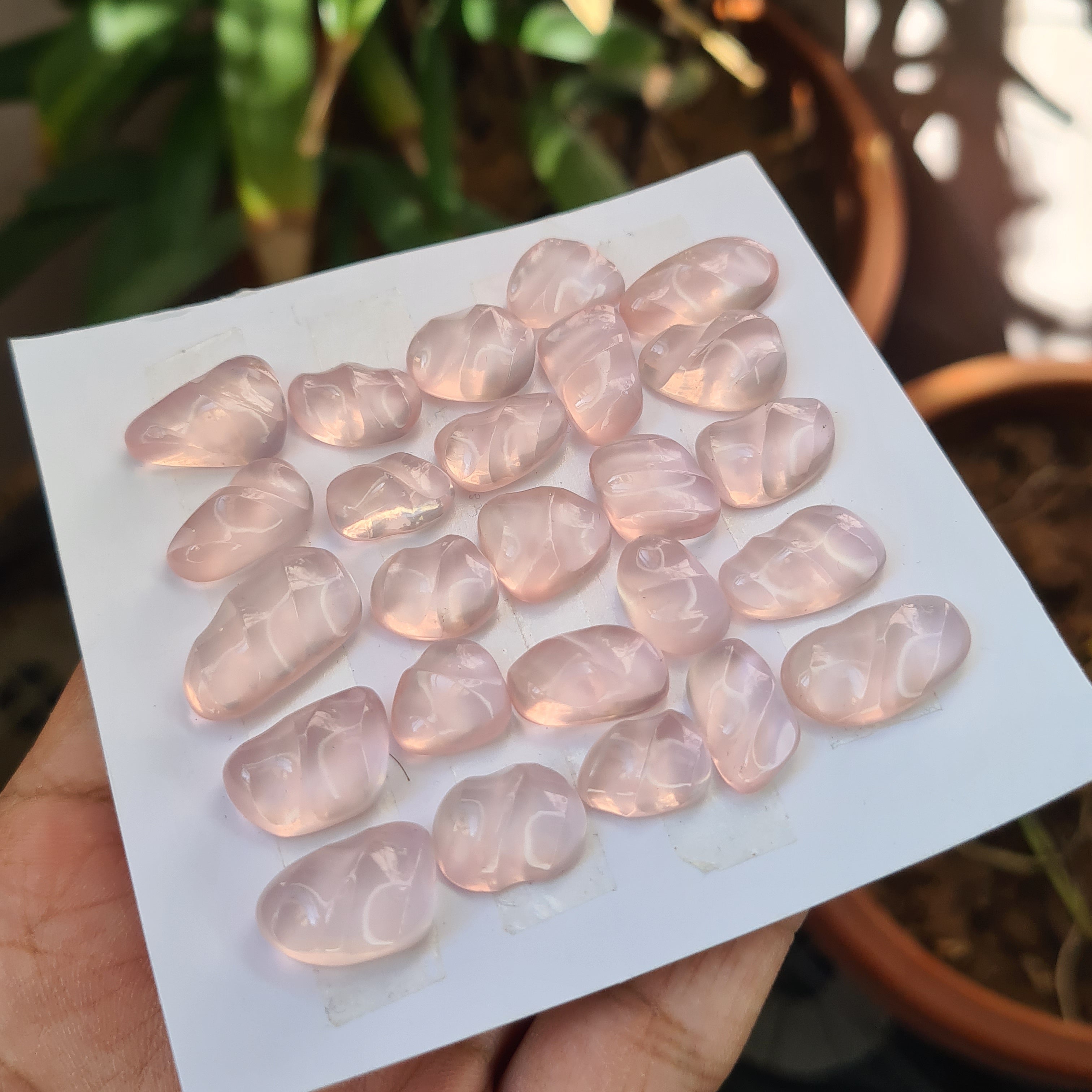 25 Pieces Natural Rose Quartz Cabochon Gmestone Fancy Shape Size: 14-22mm - The LabradoriteKing