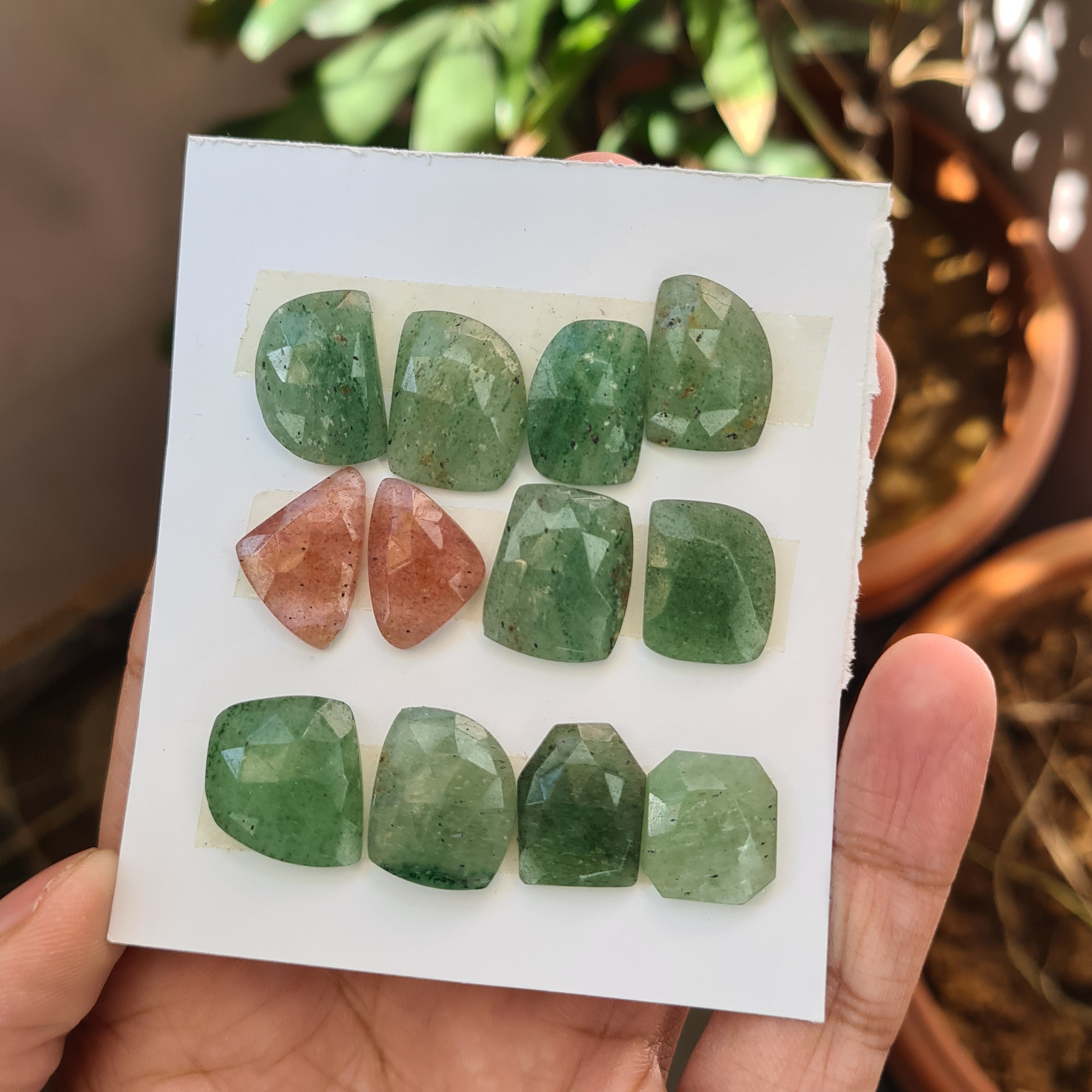 12 Pcs  Natural Strawberry Quartz Mix Rosecut Gemstones Fancy Shape Size: 15-19mm - The LabradoriteKing