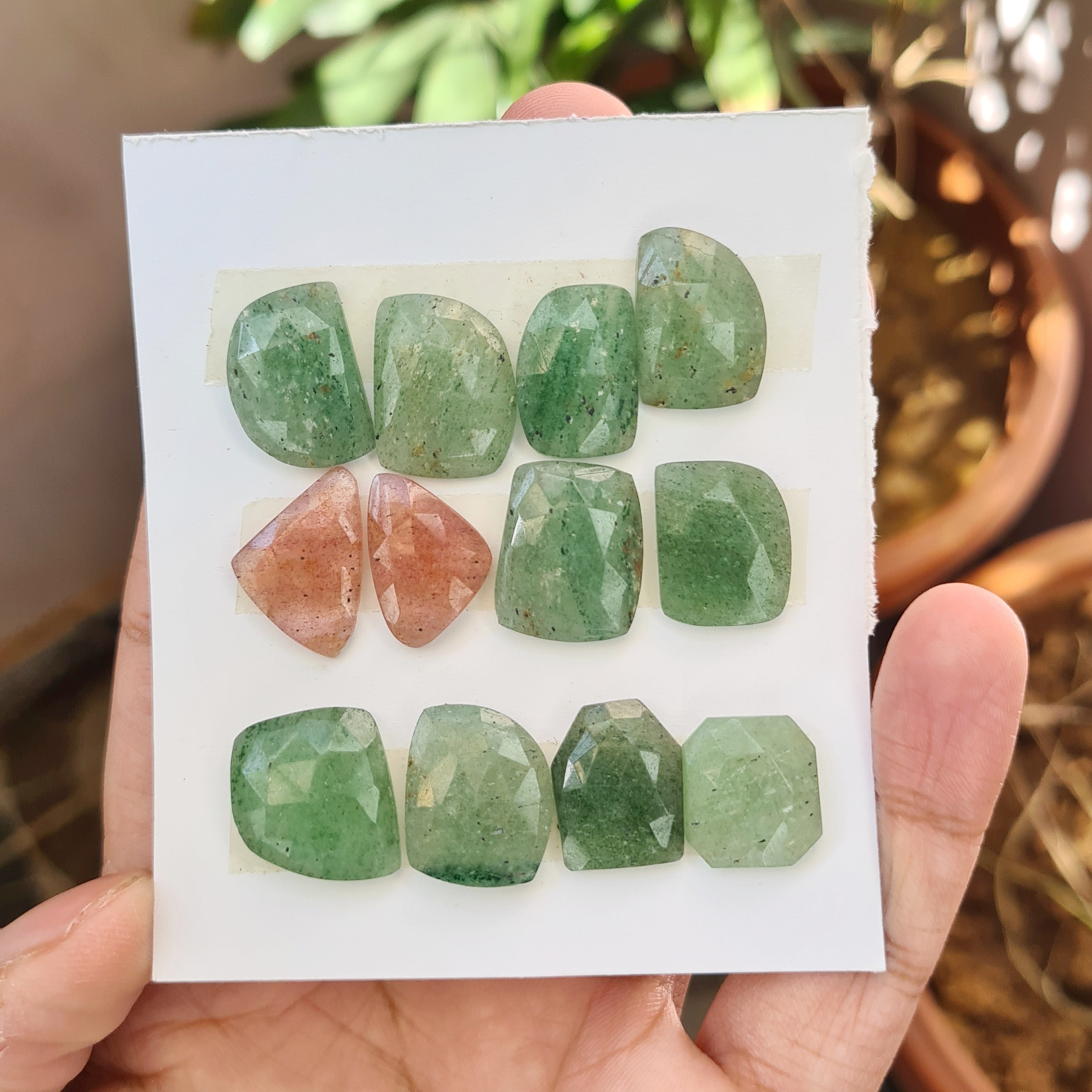 12 Pcs  Natural Strawberry Quartz Mix Rosecut Gemstones Fancy Shape Size: 15-19mm - The LabradoriteKing