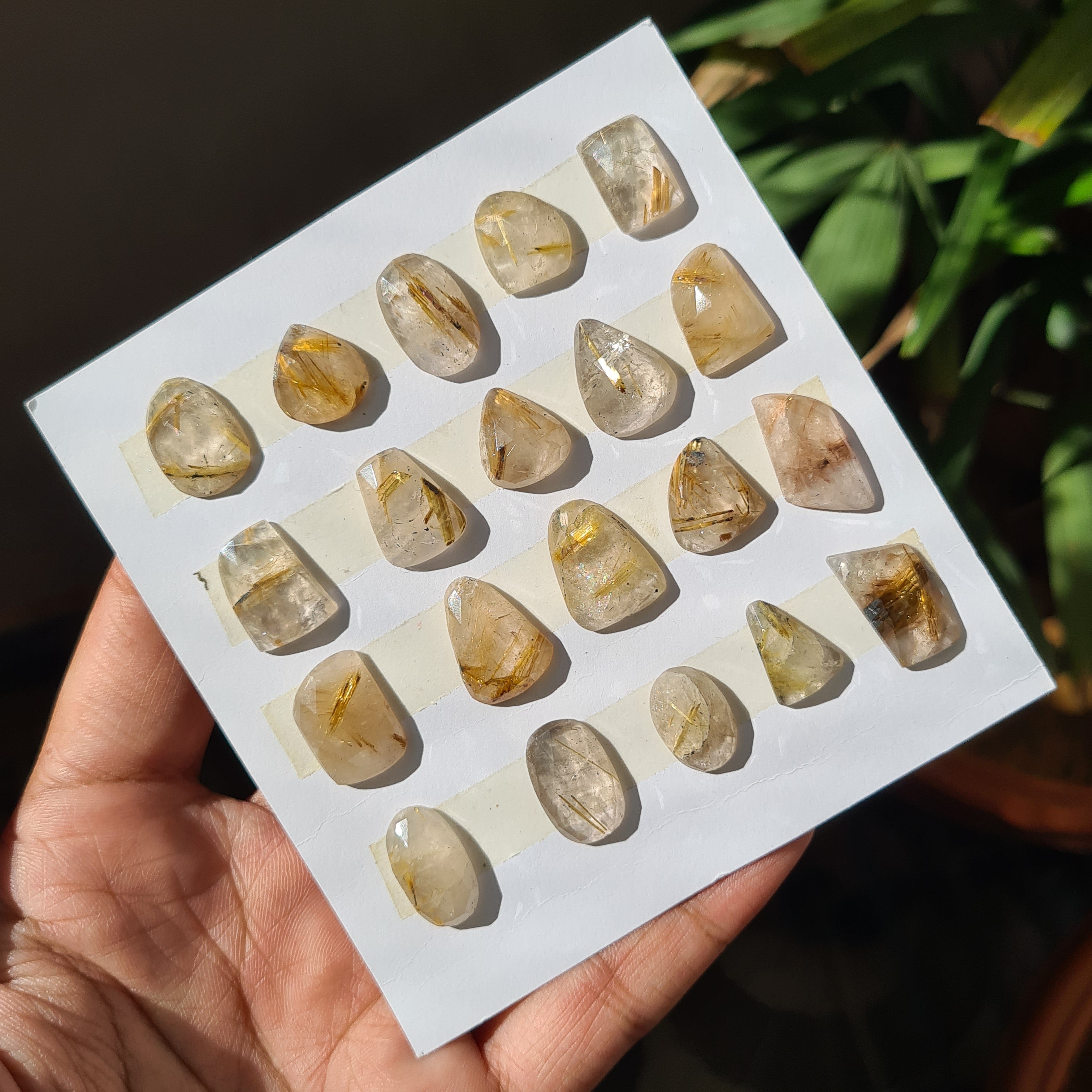 SALE🔥  20 Pcs Natural Rutile Quartz Rosecut Gemstones | Fancy Shape, Sizes: 15-19mm - The LabradoriteKing