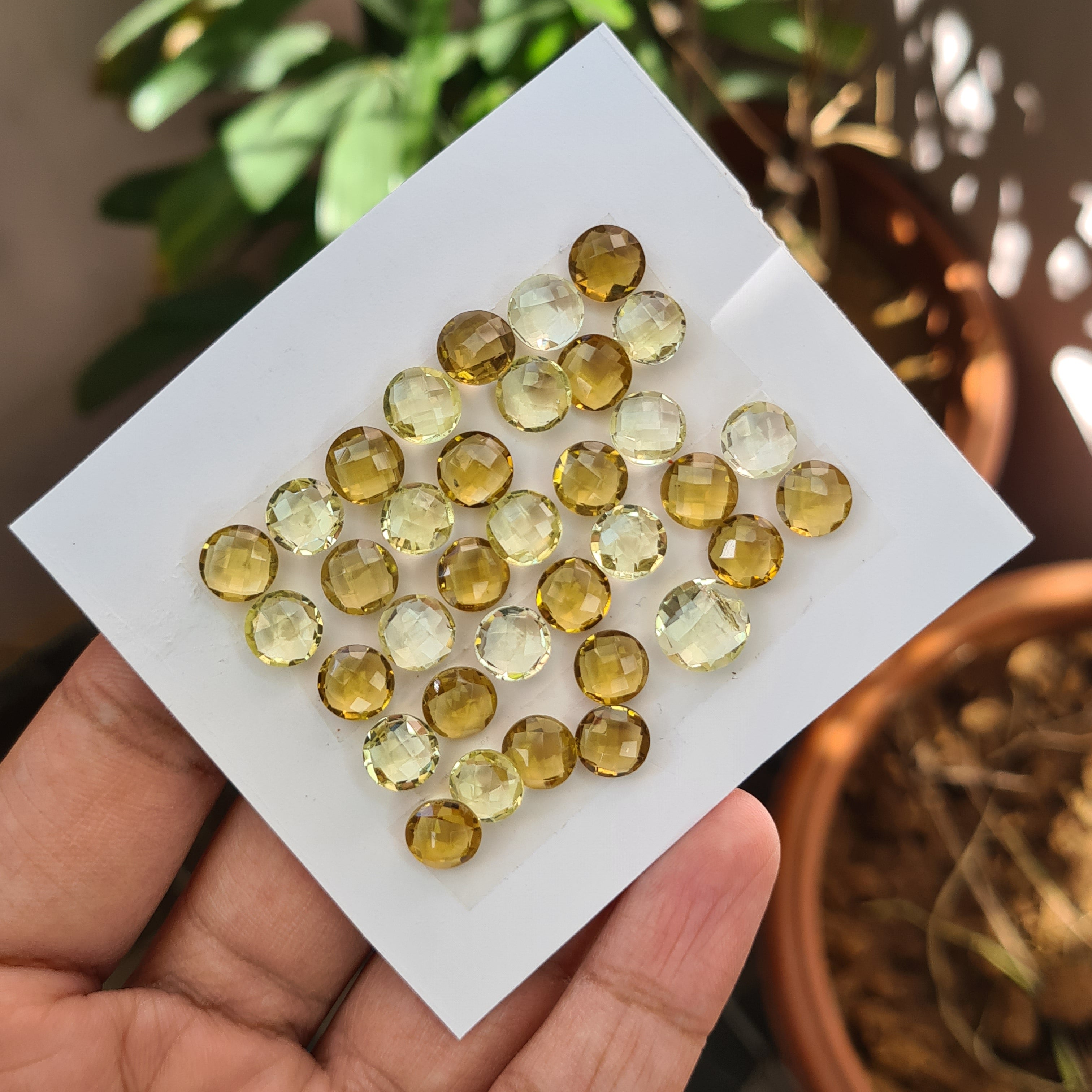 35 Pcs Natural Lemon Quartz Rose Cut Gemstones Round Shape Size: 8mm to 10mm - The LabradoriteKing