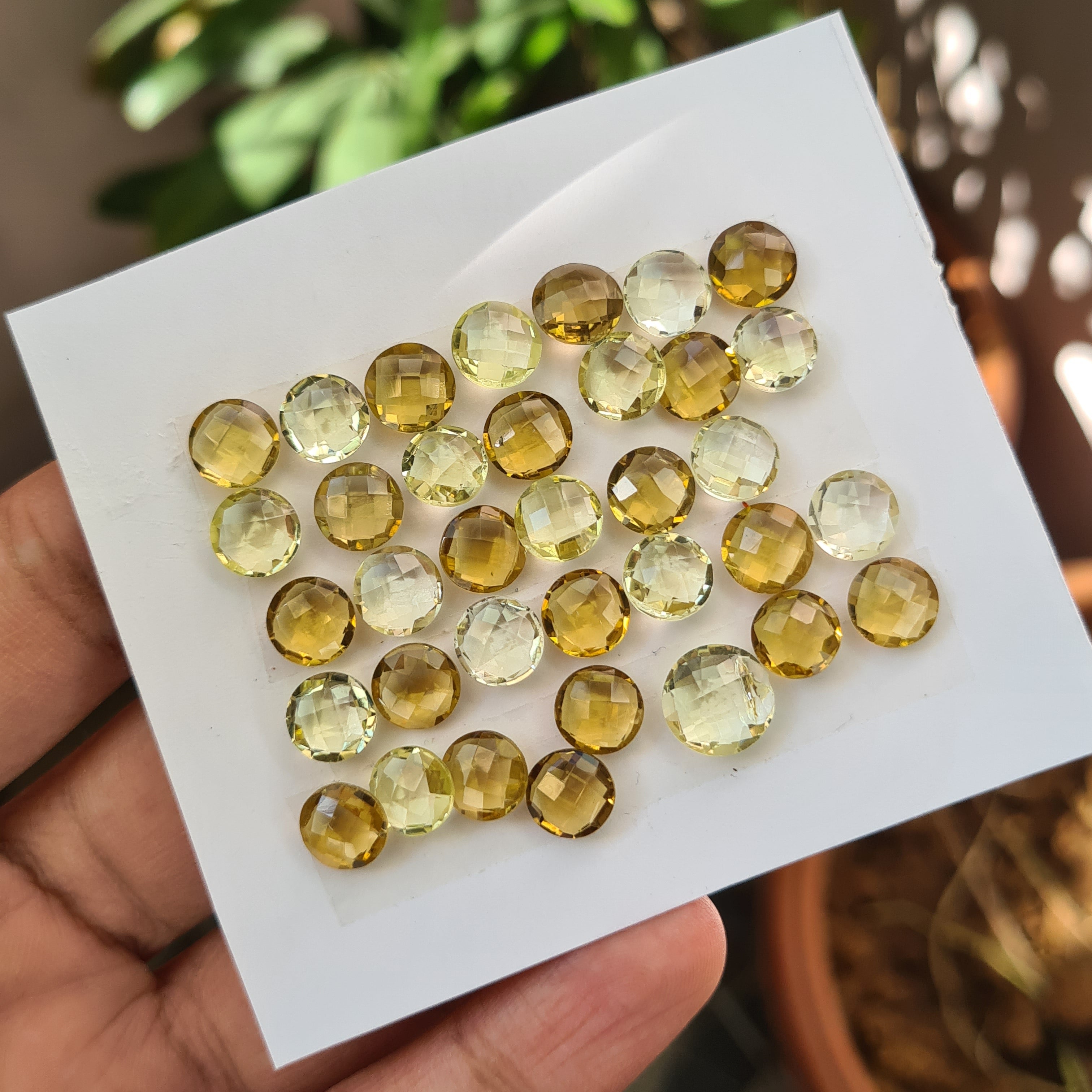 35 Pcs Natural Lemon Quartz Rose Cut Gemstones Round Shape Size: 8mm to 10mm - The LabradoriteKing